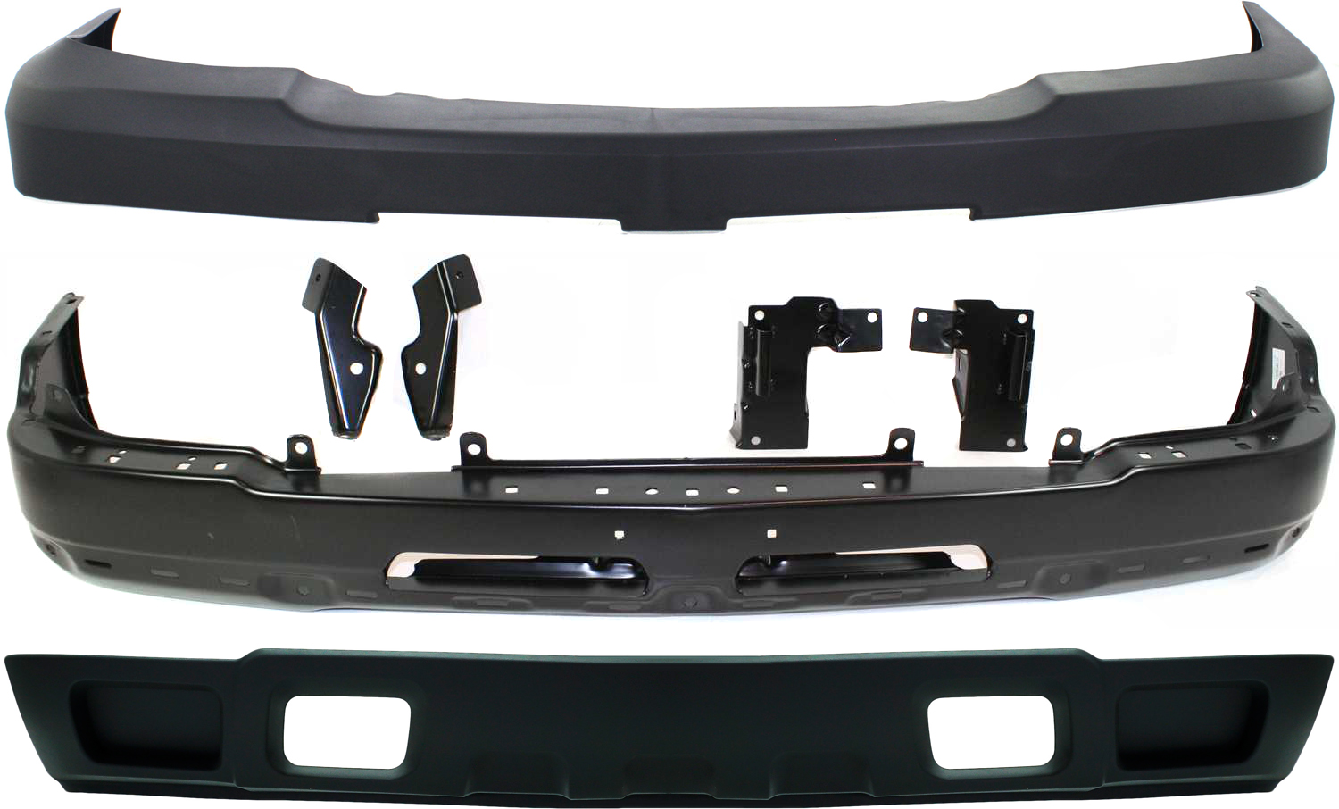 AM SILVERADO 2500 HD 3500-03-07 FRONT BUMPER COVER Textured 7 pc Kit w Bumper and Lower Air Deflector SKU KIT 040417-03 Partslink GM1051109 GM1002417 GM1066175 GM1067175 GM1066167 GM1067167 GM1092205 GM1092174 OEM 15139804-89025748-15059687-150