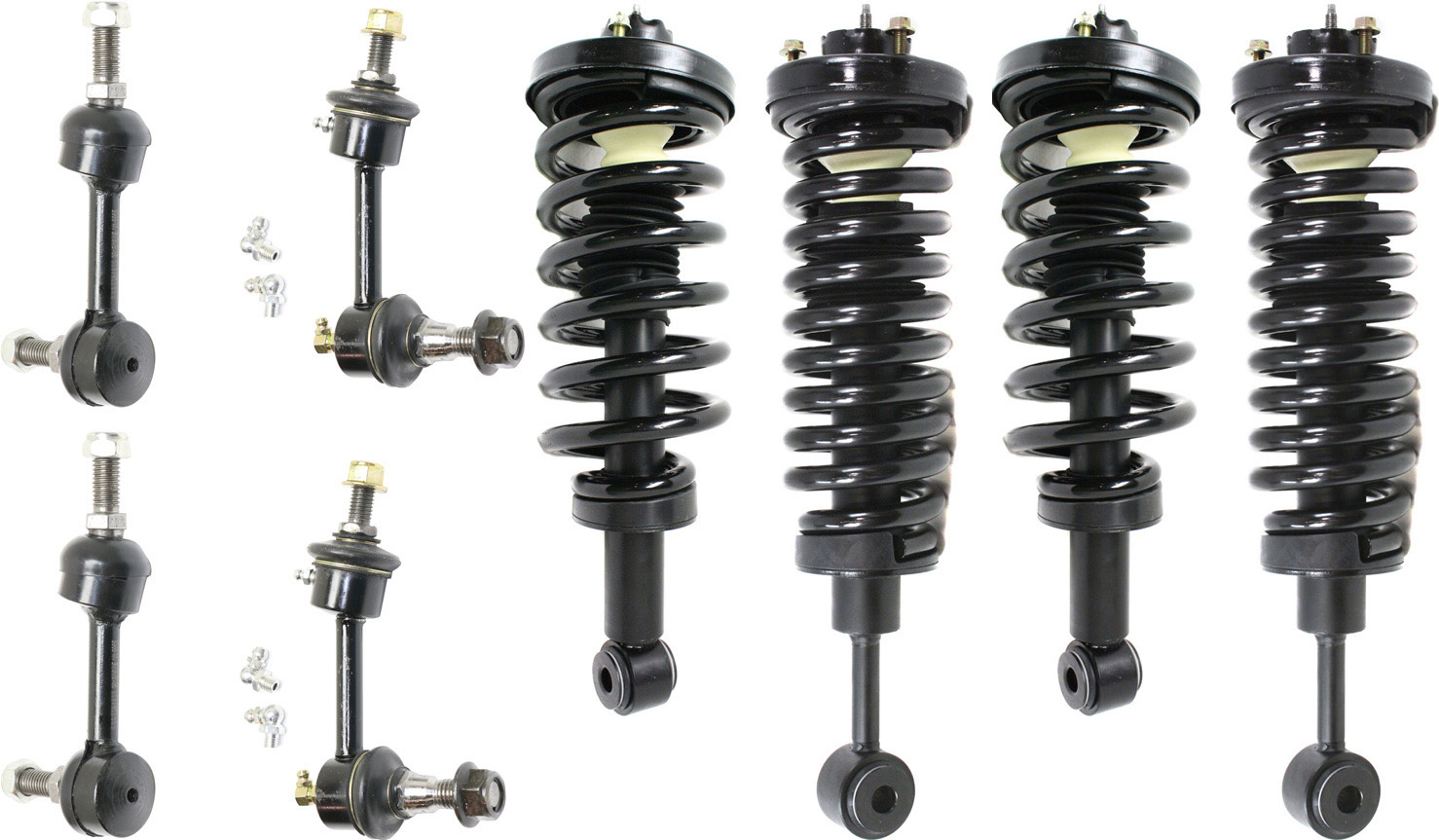 AM EXPEDITION 04-04 NAVIGATOR 04-05 FRONT AND REAR SUSPENSION KIT RH AND LH 8 pc Kit with Loaded Struts and Sway Bar Links SKU KIT 040418-01 OEM 5L1Z18125A 2L1Z18124AD 2651557