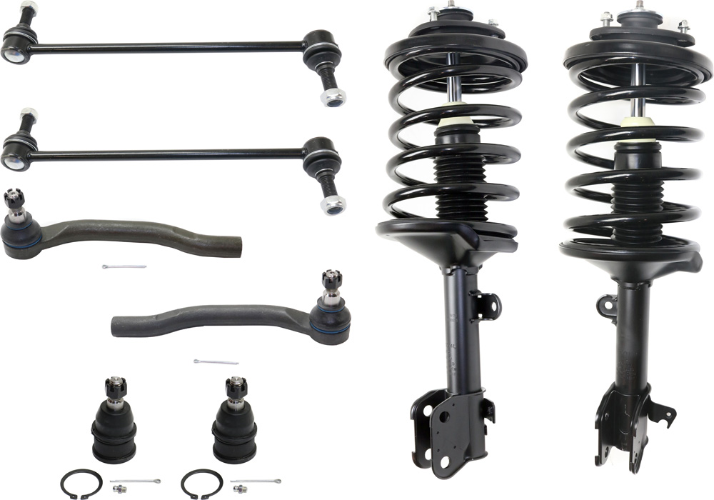 AM MDX 01-02 PILOT 03-05 FRONT SUSPENSION KIT RH AND LH 8 pc kit with Ball Joints Loaded Struts Sway Bar Links and Tie Rod Ends SKU KIT 040418-07 OEM 2601701-5051400-10480281-45D24