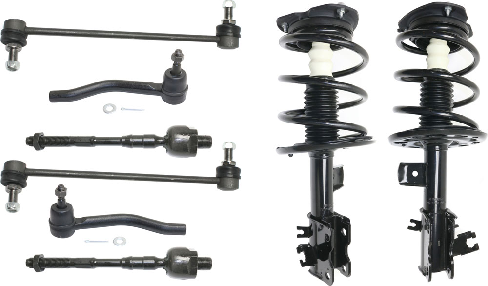 AM ALTIMA 08-13 FRONT SUSPENSION KIT RH AND LH 8 pc Kit with Loaded Struts Sway Bar Links and Tie Rod Ends SKU KIT 040418-16 OEM E4303JA02A E4303JA01B E4302JA0