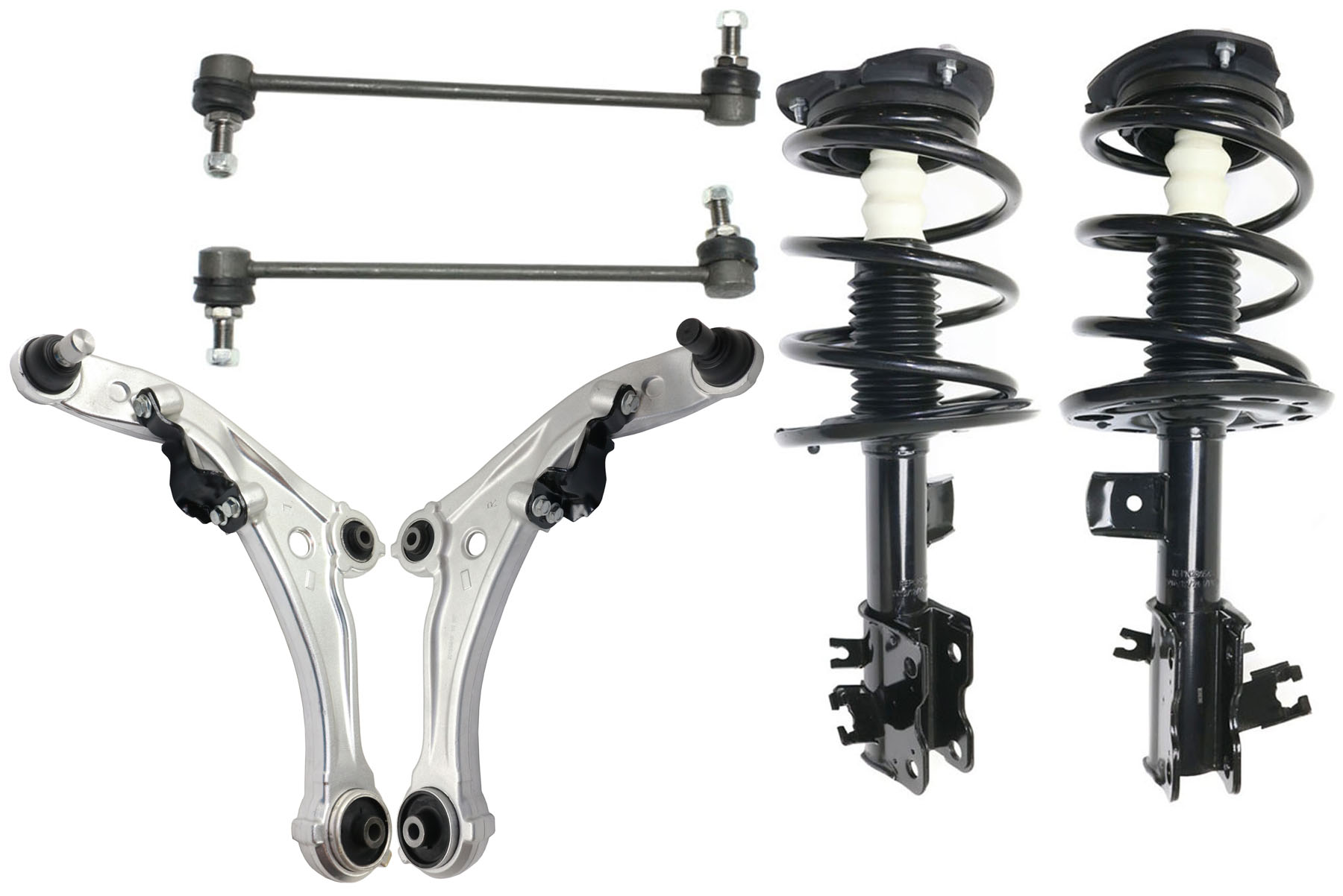 AM ALTIMA 07-13 FRONT CONTROL ARM KIT RH AND LH Lower 6 pc kit with Loaded Struts and Sway Bar Link SKU KIT 040418-18 Partslink NI4510102 NI4511102 OEM 54501JA00B 54500JA00B E4303JA0