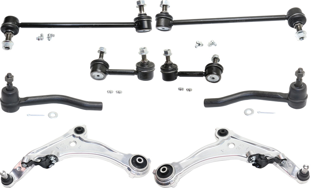 AM MAXIMA 09-14 FRONT CONTROL ARM KIT RH AND LH Lower 8 pc kit with Sway Bar Links and Tie Rod Ends SKU KIT 040418-30 OEM 545019N00A 545009N00A 1017047