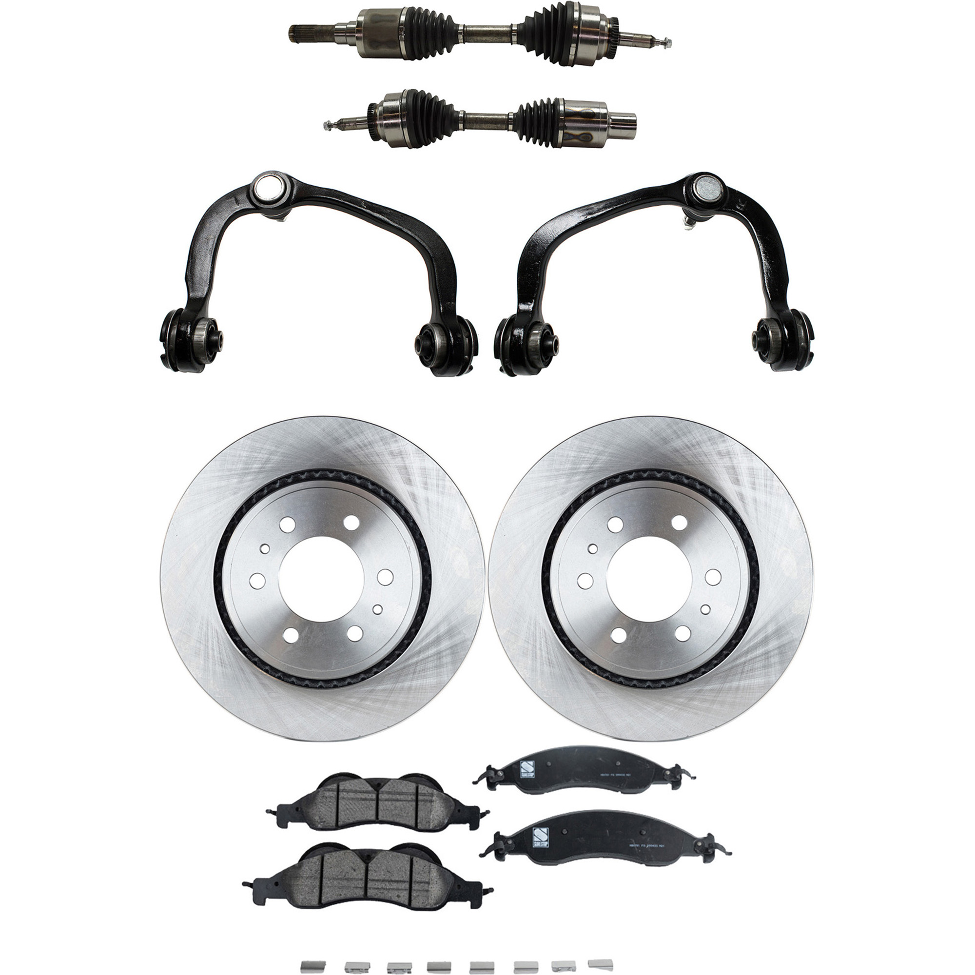 AM EXPEDITION 07-09 NAVIGATOR 07-10 FRONT CV AXLE ASSEMBLY RH AND LH 7 pc kit w Brake Discs Brake Pad Set and Control Arms SKU KIT 040422-023 OEM 7L1Z1125A 9L1Z1125A 8L1Z1125A