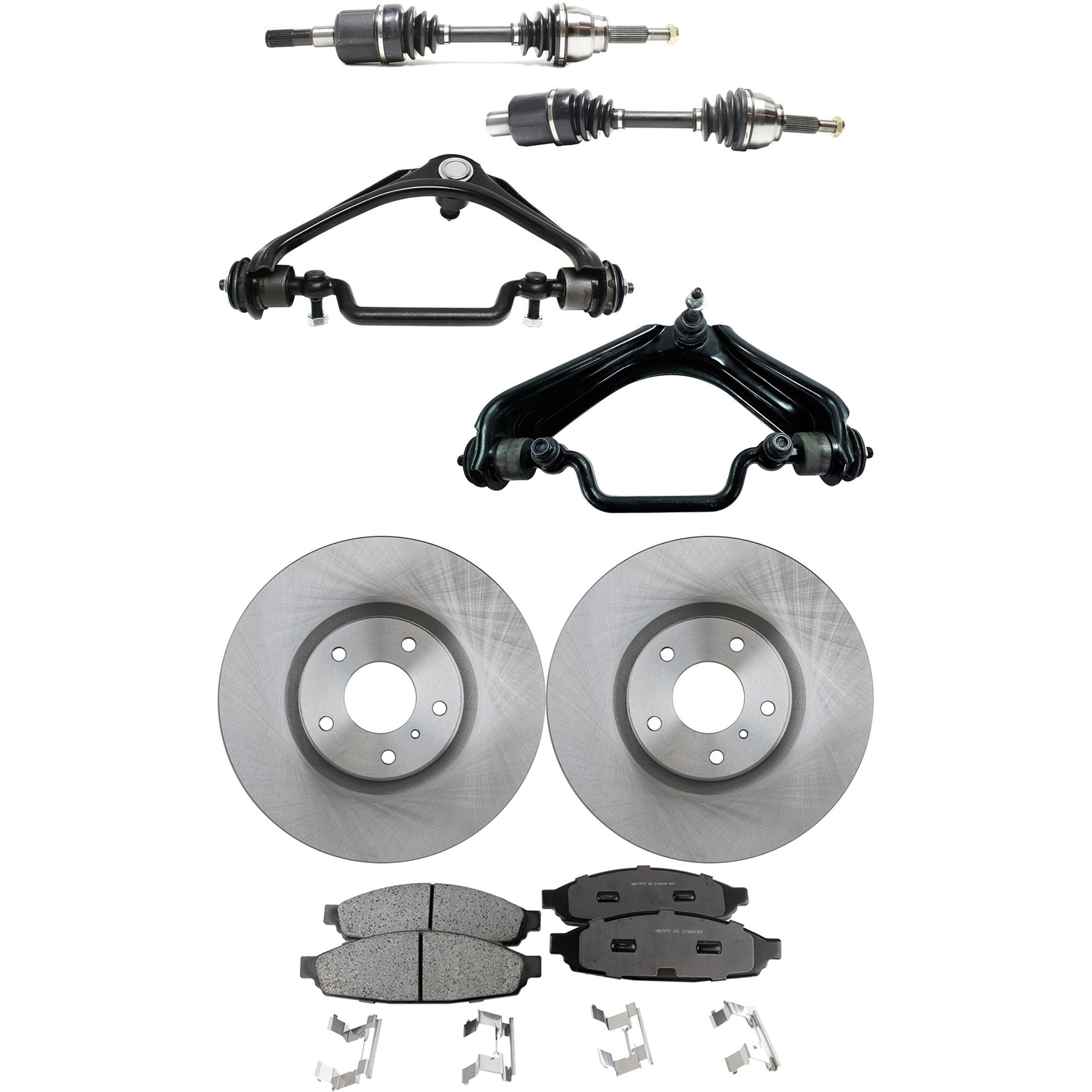 AM AVIATOR 03-05 FRONT CV AXLE ASSEMBLY RH AND LH 8 pc kit with Brake Discs Brake Pad Set and Control Arms SKU KIT 040422-032 OEM 54115-48880166-60055007-54115G