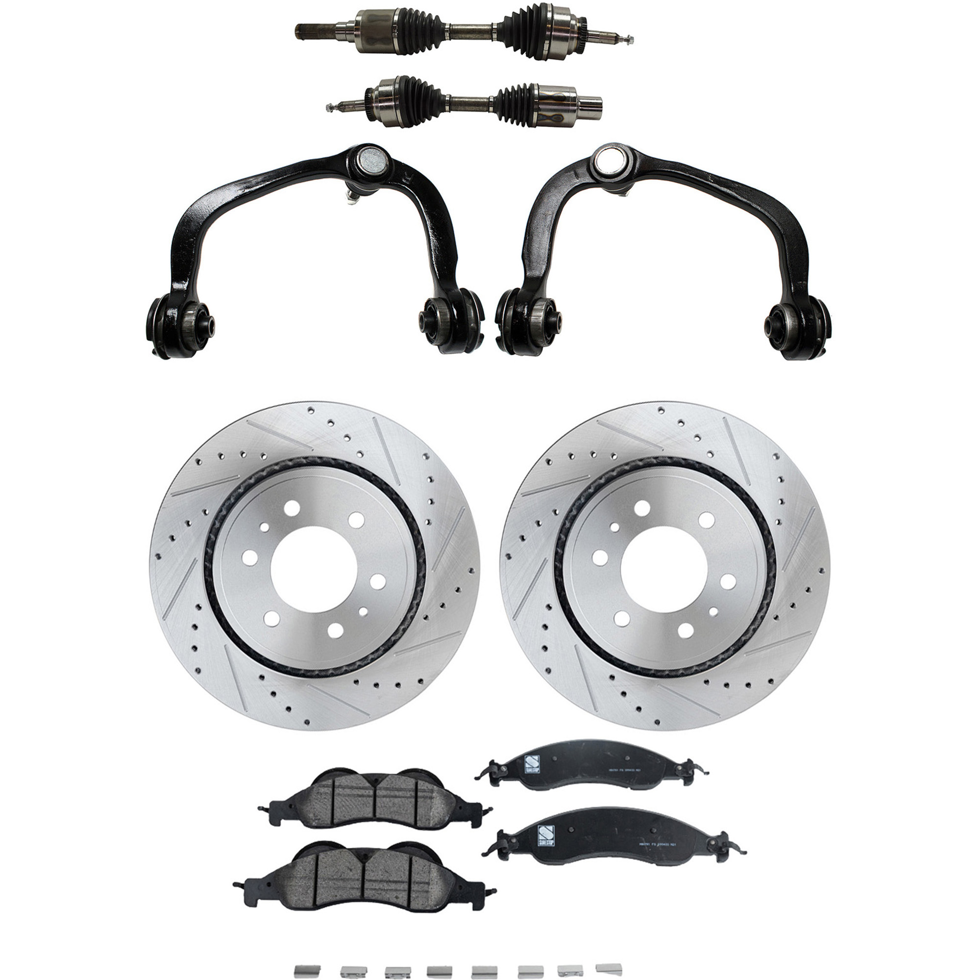 AM EXPEDITION 07-09 NAVIGATOR 07-10 FRONT CV AXLE ASSEMBLY RH AND LH 7 pc kit w Brake Discs Brake Pad Set and Control Arms SKU KIT 040422-041 OEM 42-251-541-536-041-000-000-000-000