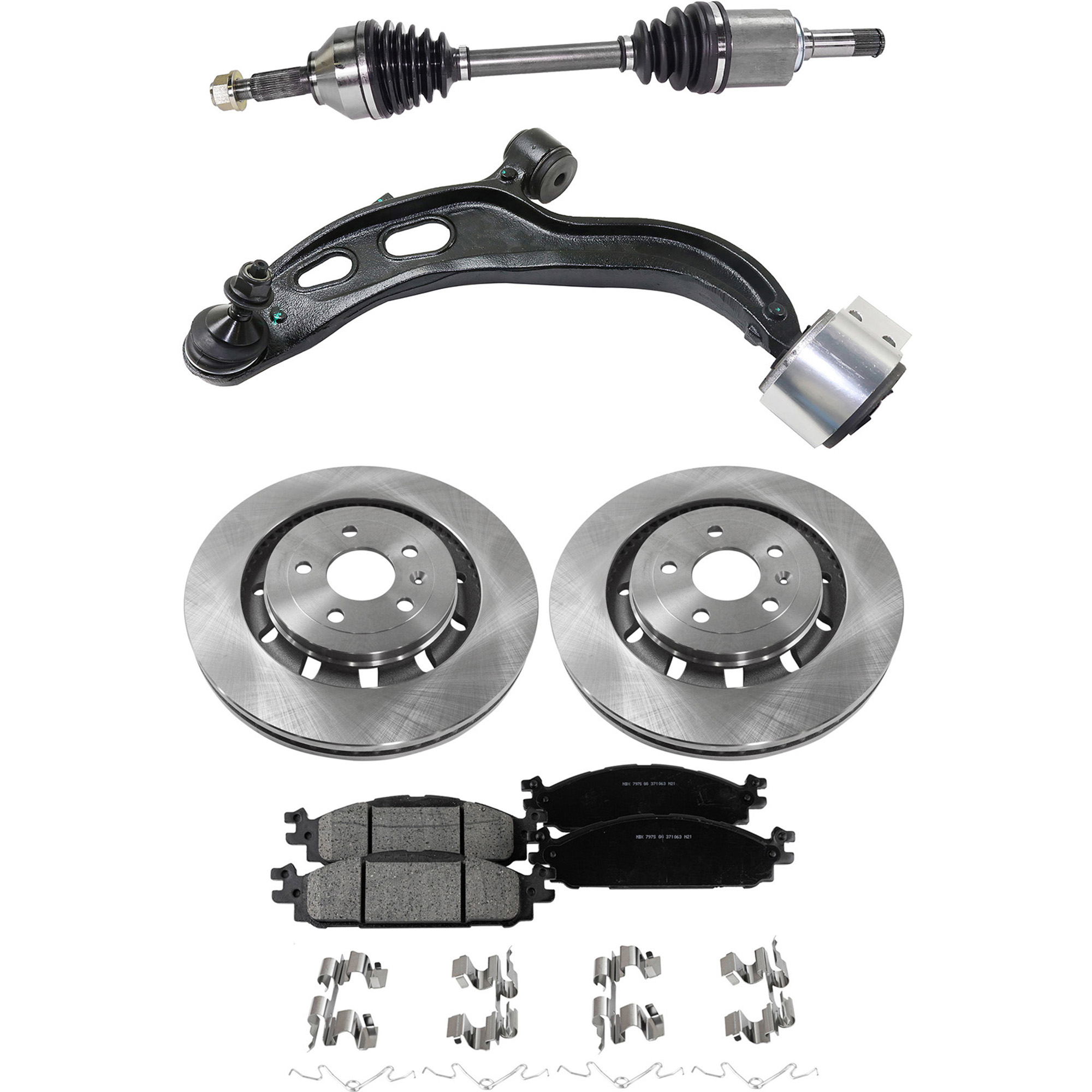 AM MKT 13-13 FLEX 13-15 FRONT CONTROL ARM KIT LH Lower 5 pc kit with Axle Assembly Brake Discs and Brake Pad Set SKU KIT 040422-047 OEM 42332-90054266 BBRF318 G15590S