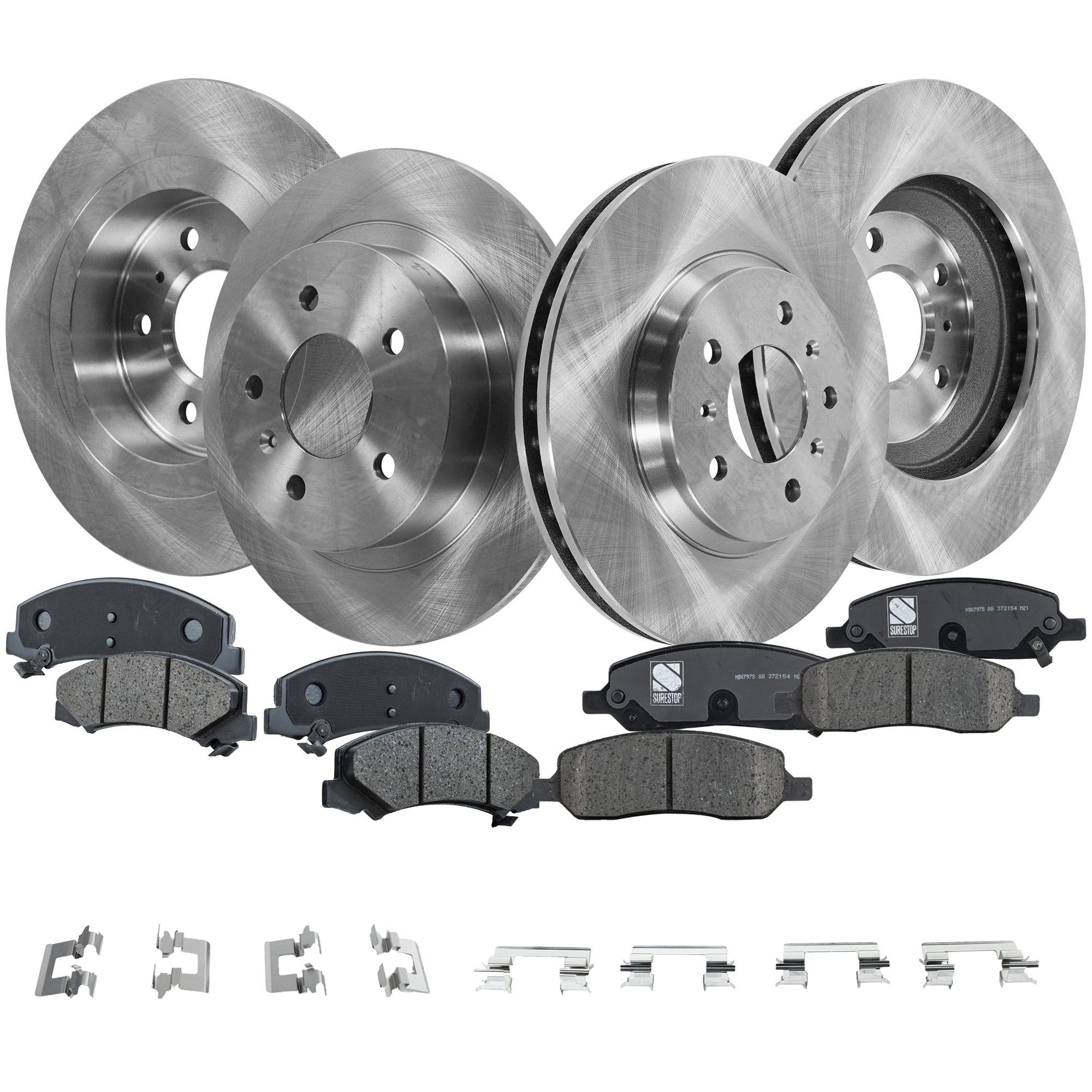 AM LUCERNE 06-11 FRONT AND REAR BRAKE DISC AND PAD KIT 8 pc kit SKU KIT 040423-01 OEM 21993756-25982106-25999234-152