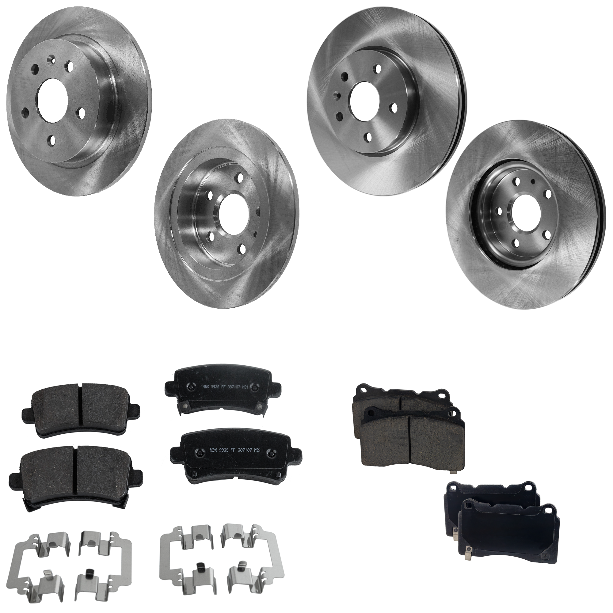 AM REGAL 14-17 FRONT AND REAR BRAKE DISC AND PAD KIT 4 Wheel Set SKU KIT 040423-05 OEM 13501302-13501313-13501289-135