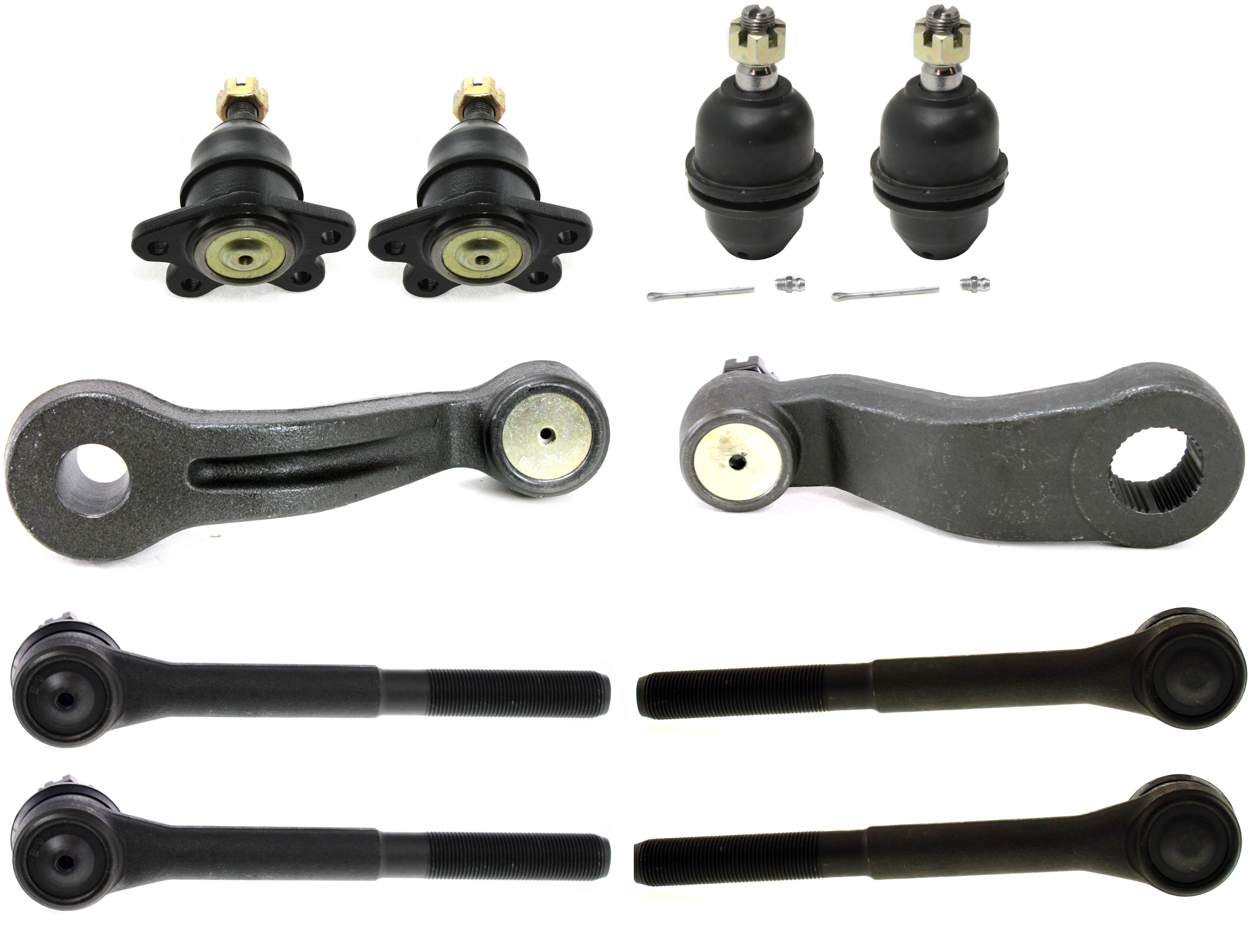AM TAHOE YUKON 95-00 FRONT SUSPENSION KIT 10 pc kit with Idler Arm Pitman Arm Ball Joints and Tie Rod Ends SKU KIT 040514-03 OEM 104238-286022-2601475-50512