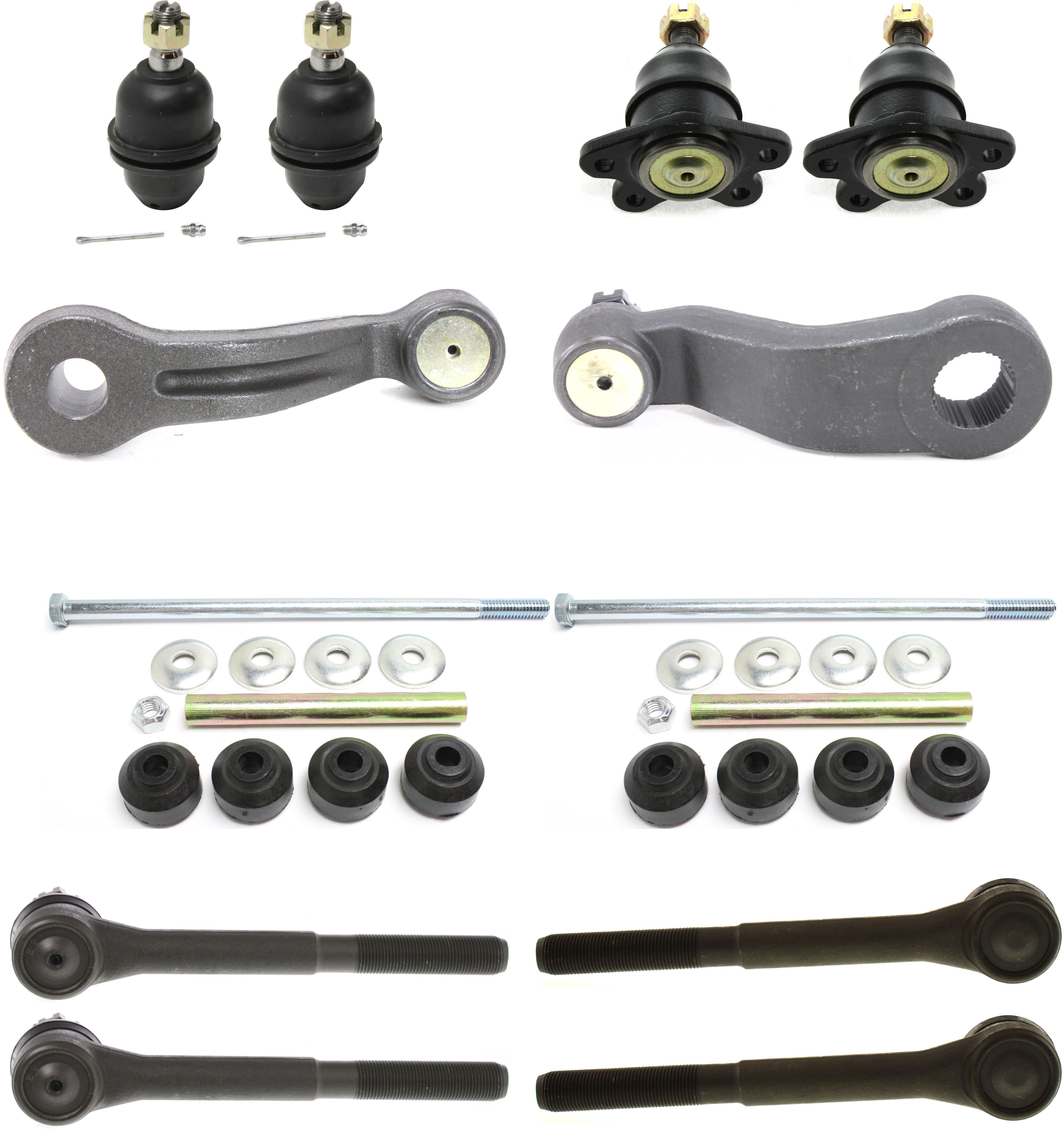 AM K2500 TAHOE 96-00 FRONT SUSPENSION KIT RH AND LH 12 pc kit w Ball Joints Idler Arm Pitman Arm Sway Bar Links and Tie Rod Ends SKU KIT 040514-04 OEM 104238-286022-2601475-50512