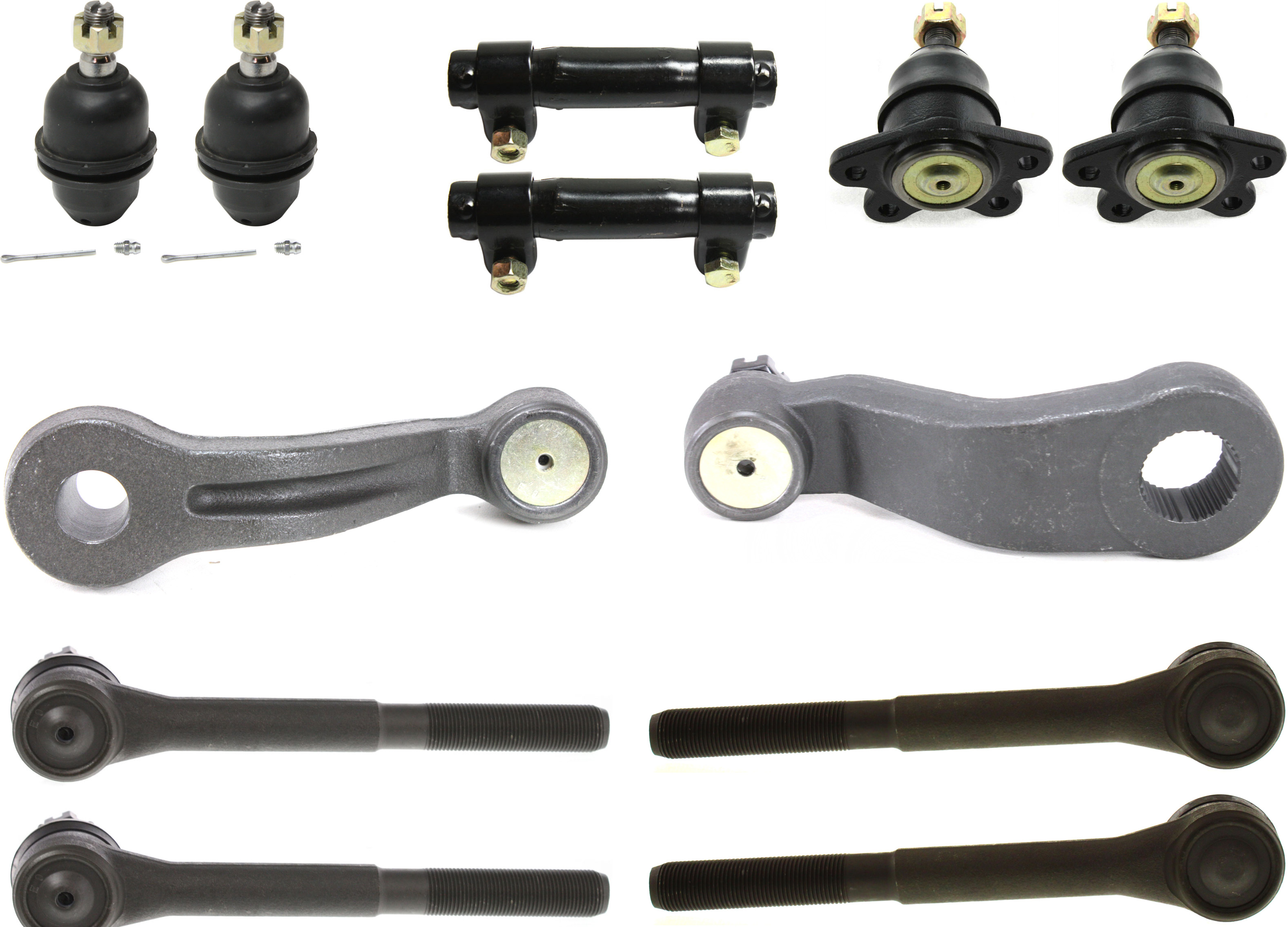 AM K2500 TAHOE 96-00 FRONT SUSPENSION KIT RH AND LH 12 pc kit w Ball Joints Idler Arm Pitman Arm Tie Rod Adjusting Sleeves and Tie Rod Ends SKU KIT 040514-05 OEM 104238-286022-2601475-50512