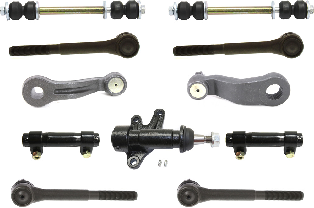 AM C K FULL SIZE P U YUKON 93-00 FRONT SUSPENSION KIT 11 pc kit with Idler Arm Idler Arm Bracket Pitman Arm Sway Bar Links Tie Rod Adjusting Sleeves and Tie Rod Ends SKU KIT 040514-14 OEM 190142-986008-2683691-4501103