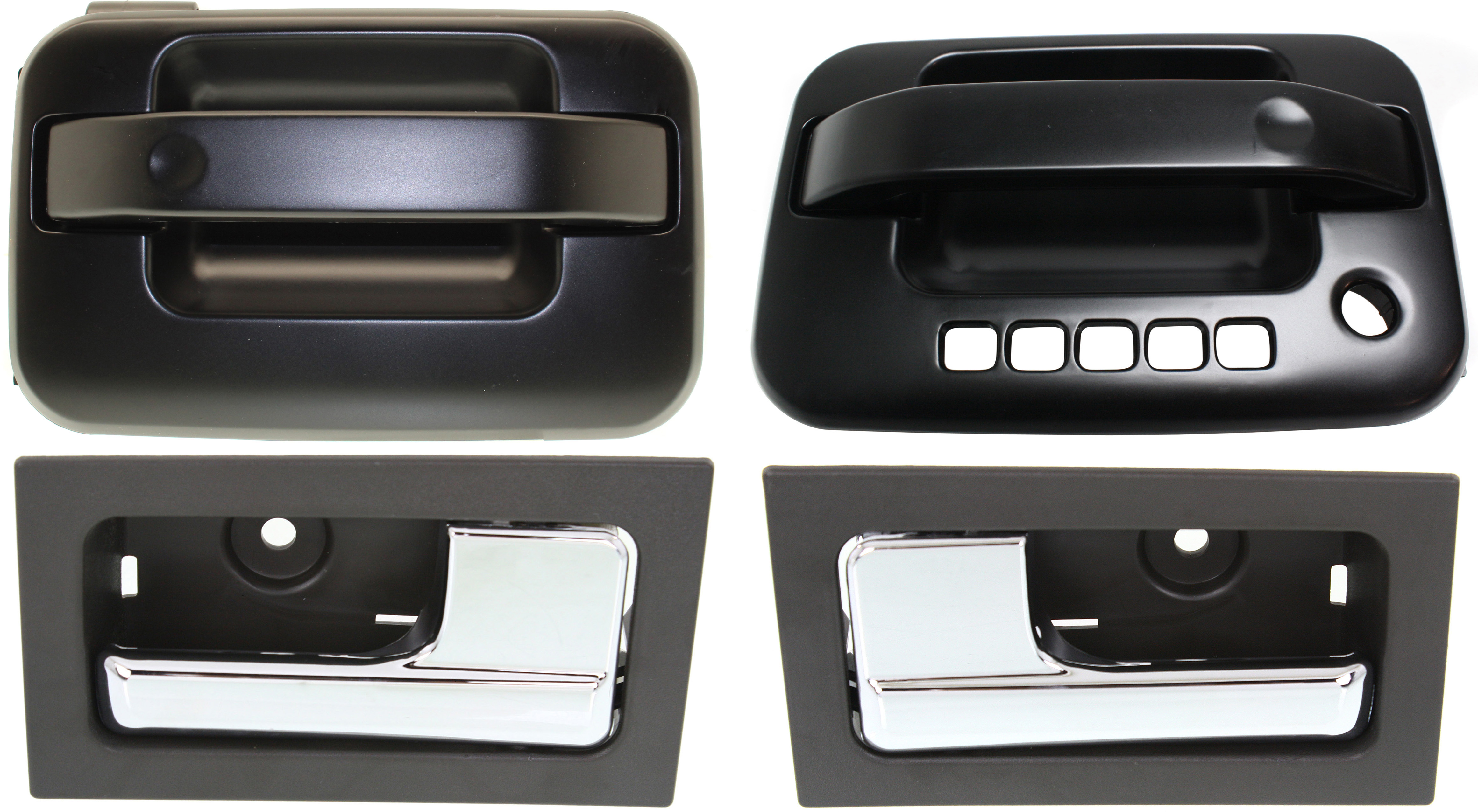 AM F 150-09-14 FRONT INTERIOR DOOR HANDLE RH AND LH 4 pc kit SKU KIT 040518-112 Partslink FO1353152 FO1352152 FO1311156 OEM 9L3Z1522600CB 9L3Z1522601CB 7L