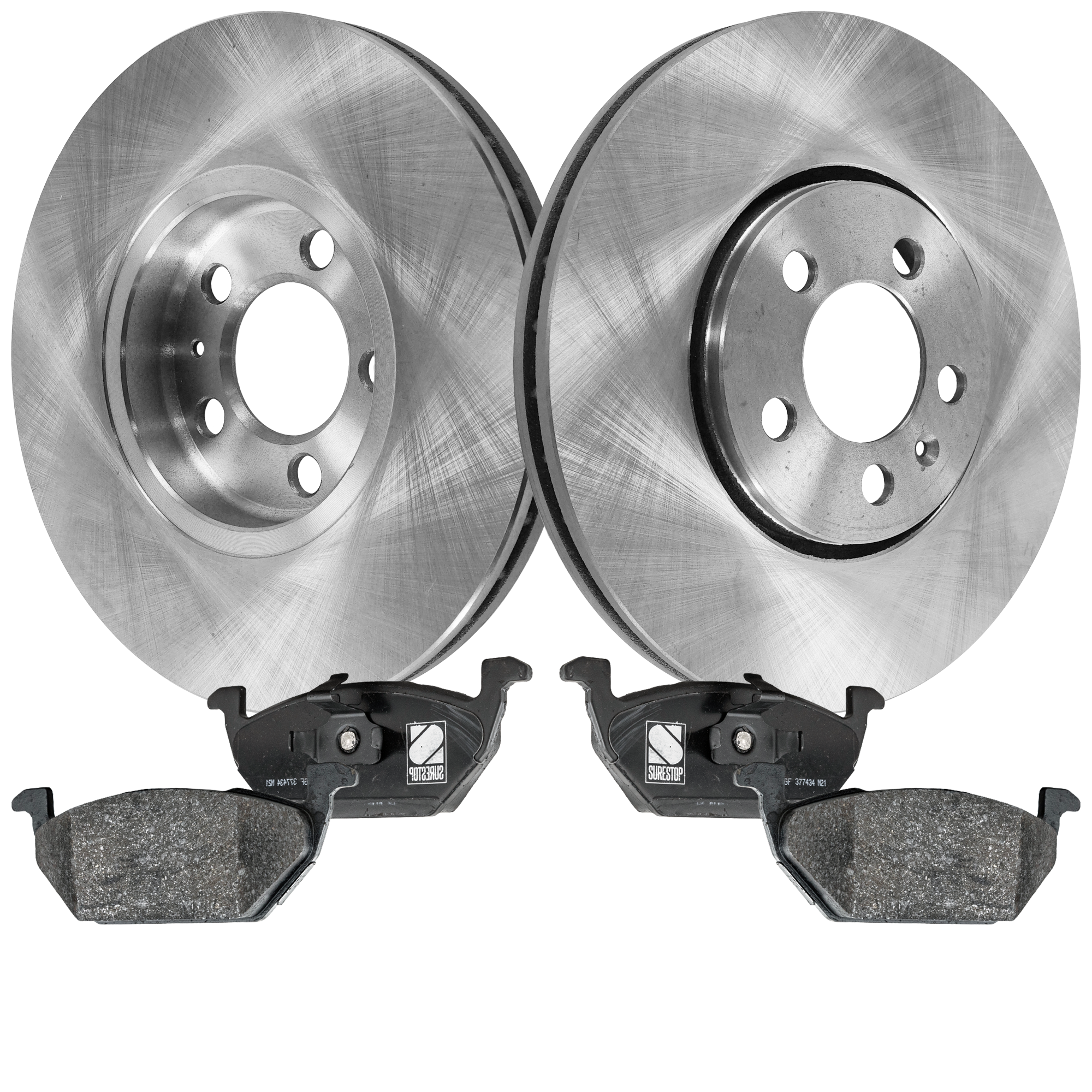 AM BEETLE 99-99 FRONT BRAKE DISC AND PAD KIT Plain Surface 5 Lugs 4 pc kit SKU KIT 040523-11 OEM 1J0615301R 1J0698151-1J0698151