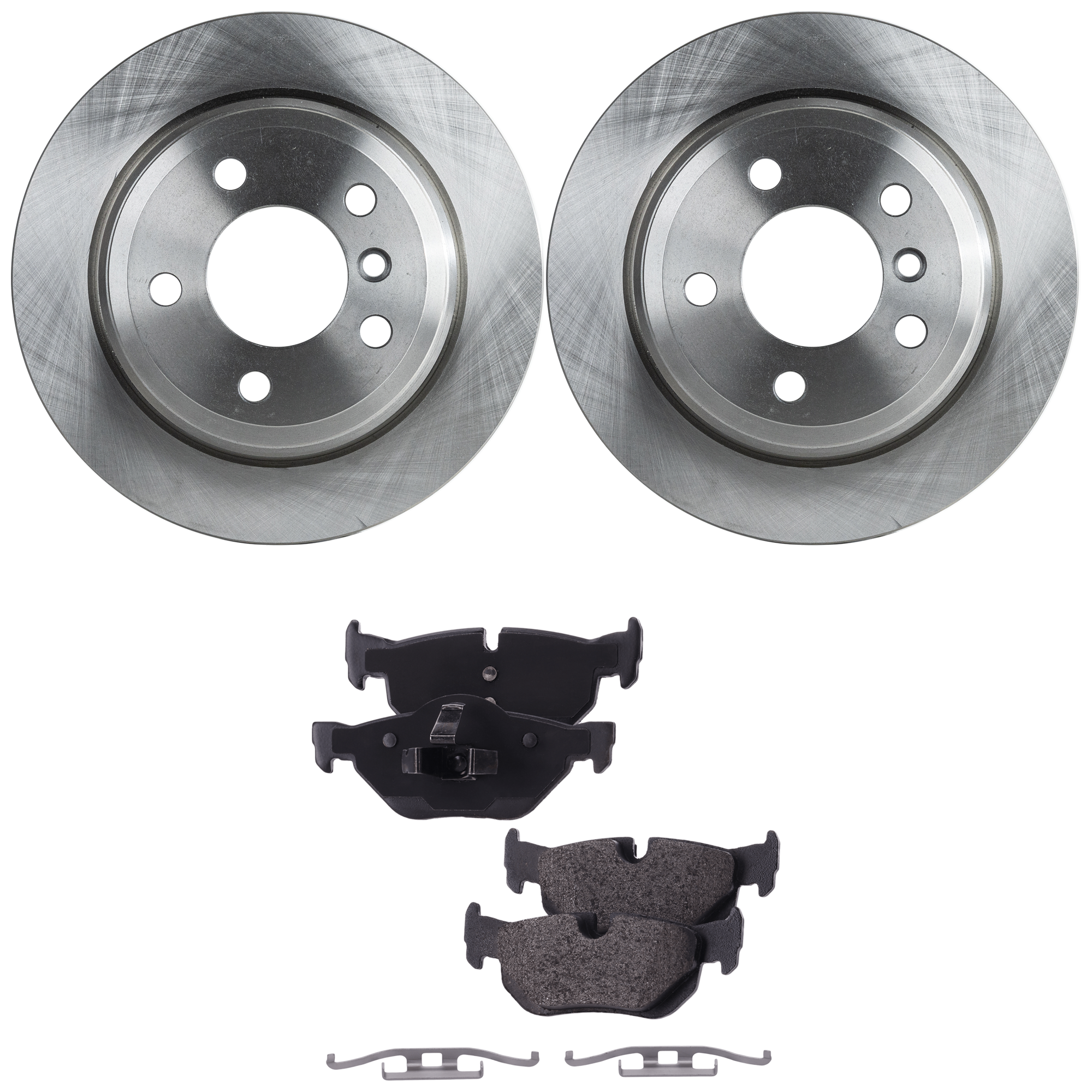 AM 328I XDRIVE 13-13 REAR BRAKE DISC AND PAD KIT Plain Surface 5 Lugs 2 Wheel Set SKU KIT 040523-15 OEM 3-421-679-222-934-210-000-000-000-000