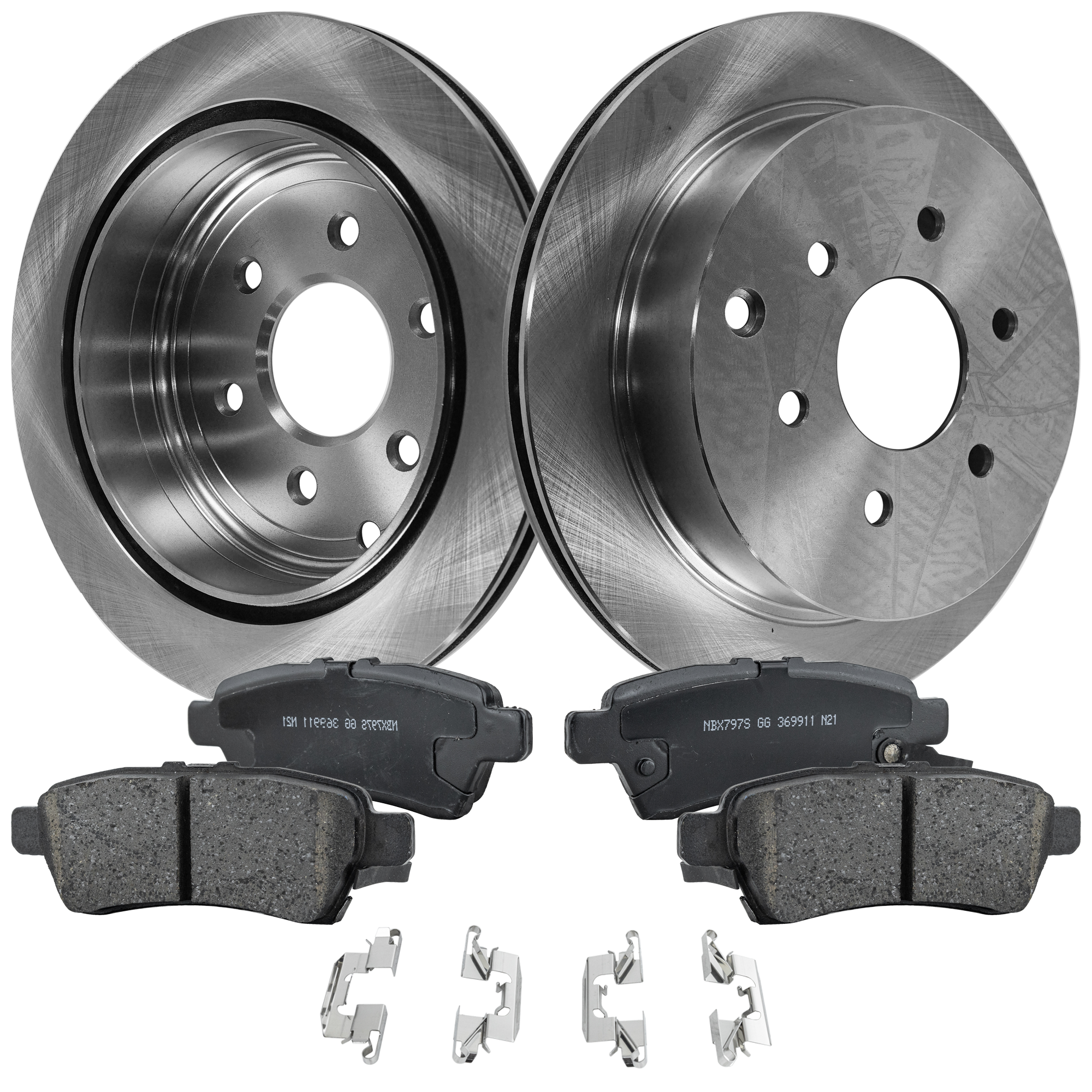 AM XTERRA 06-07 REAR BRAKE DISC AND PAD KIT Plain Surface 6 Lugs 4 pc Kit SKU KIT 040523-31 OEM 43206EA010-44060EA000-44060EA0