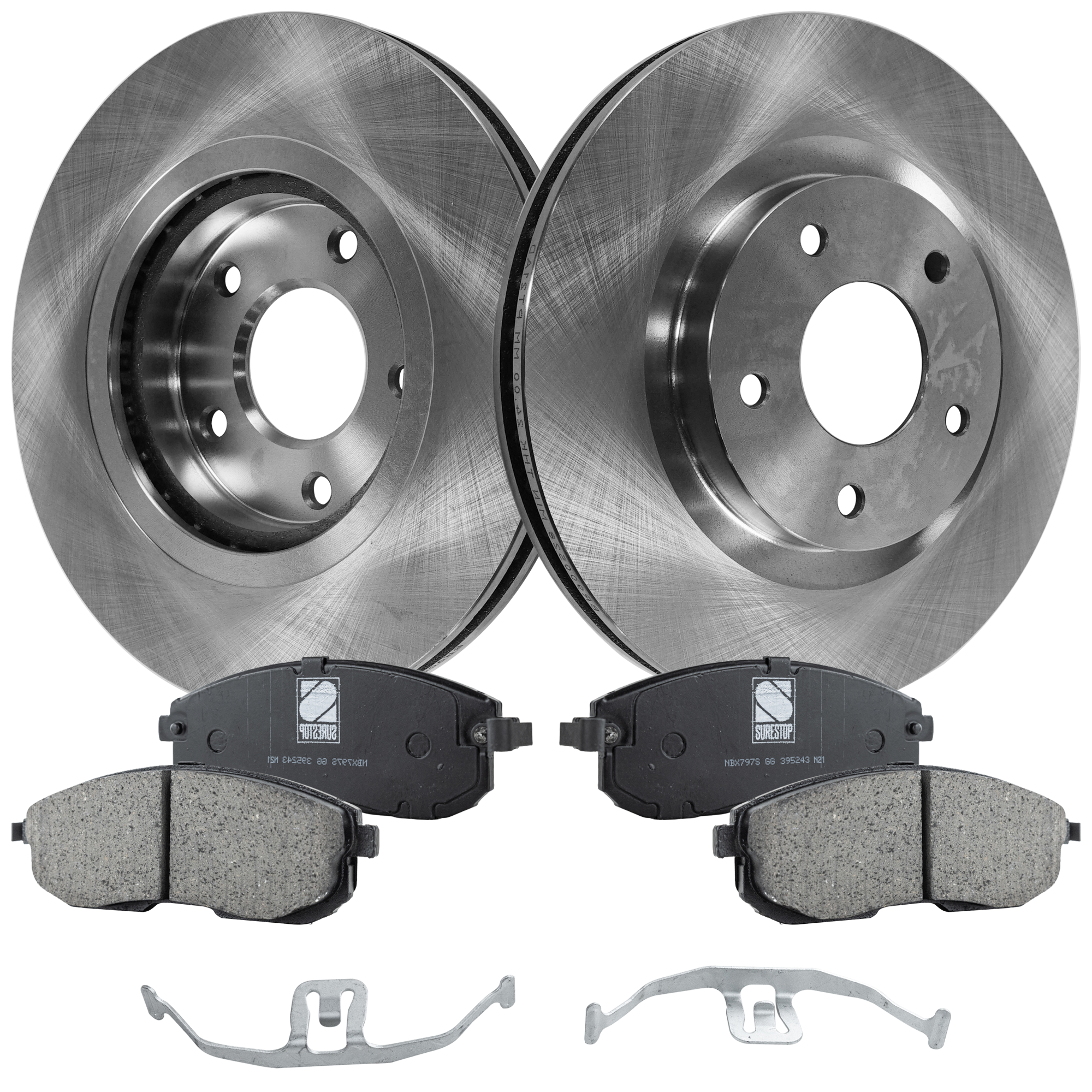 AM SENTRA 12-12 FRONT BRAKE DISC AND PAD KIT Plain Surface 5 Lugs 4 pc kit SKU KIT 040523-33 OEM 40206JG00A 40206JE20A 40206JG0
