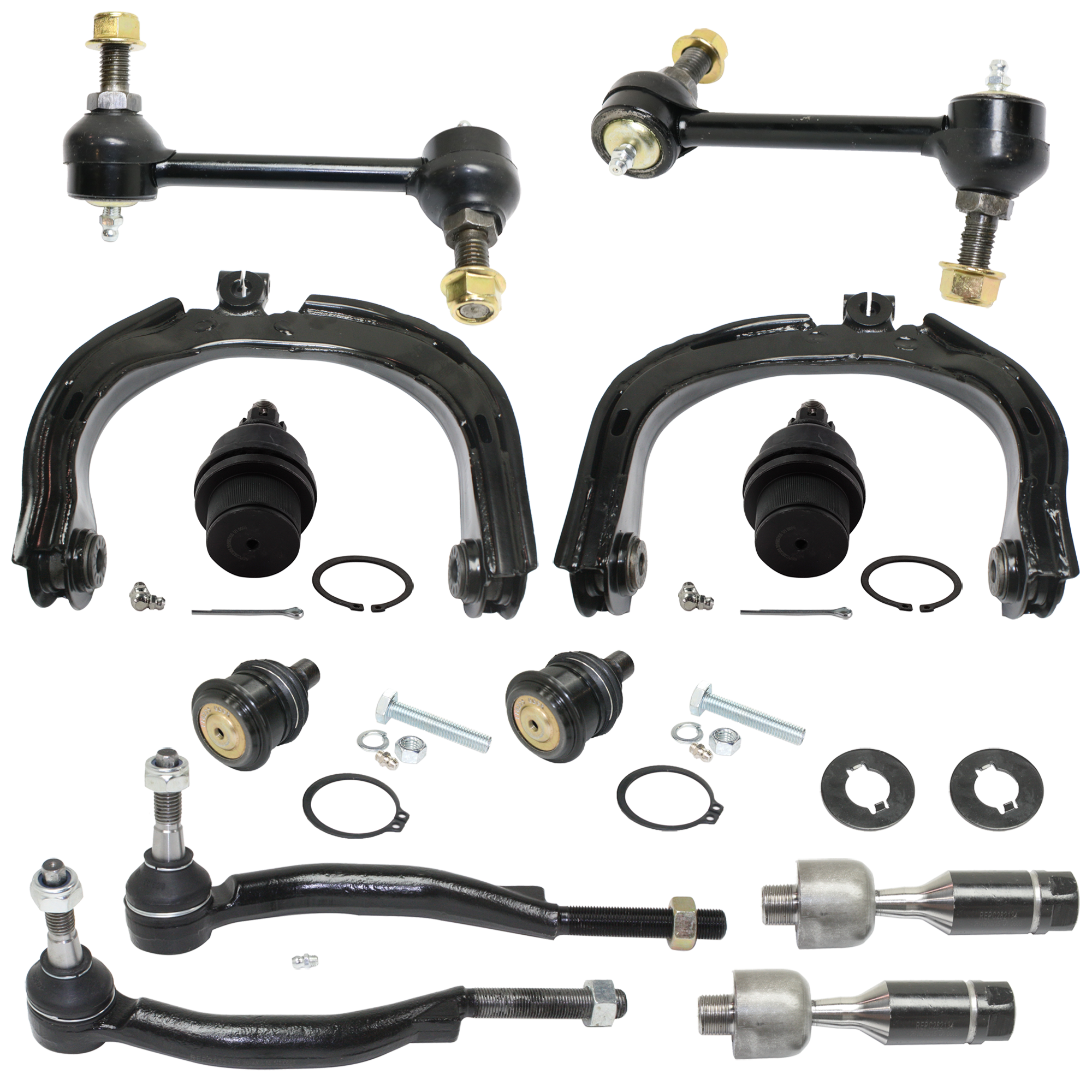 AM TRAILBLAZER ENVOY 02-09 SUSPENSION KIT RH AND LH 12 pc kit with Ball Joints Control Arms Sway Bar Links and Tie Rod Ends SKU KIT 040524-02 OEM 104-335-260-156-050-000-000-000-000