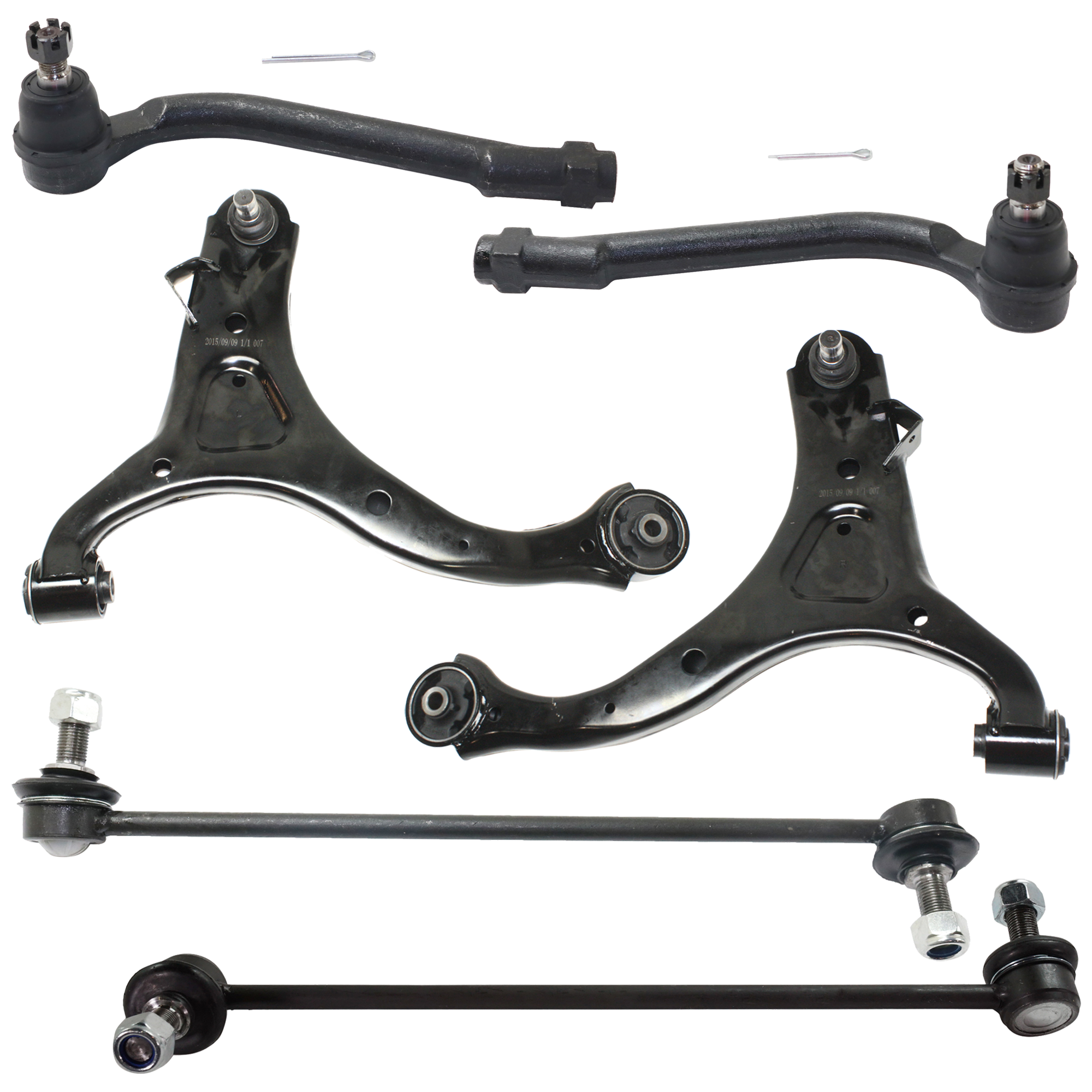AM SANTA FE 07-12 SORENTO 11-13 FRONT SUSPENSION KIT RH AND LH 6 pc kit with Control Arm Sway Bar Link and Tie Rod End SKU KIT 040524-06 OEM 545011U000-545012B000-545001U0