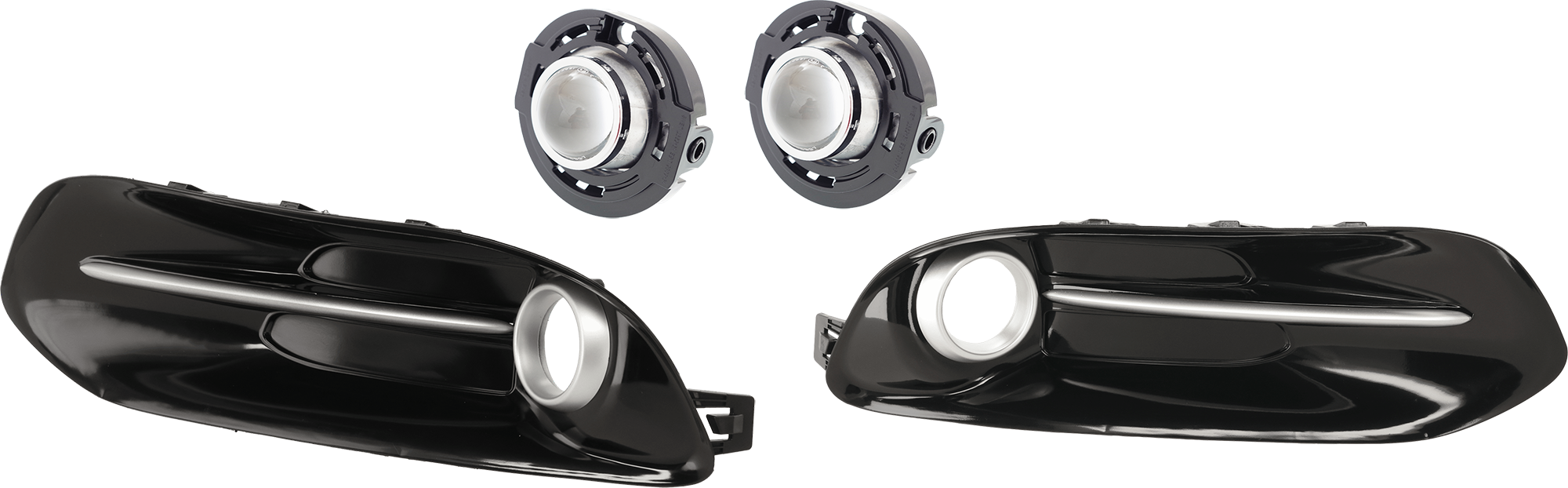 AM DART 14-16 FOG LAMP RH AND LH Assembly Halogen 4 pc kit with Fog Light Trim SKU KIT 040524-16 Partslink CH2592148 CH1038141 CH1039141 OEM 68140324AA 68163977AB 68163976