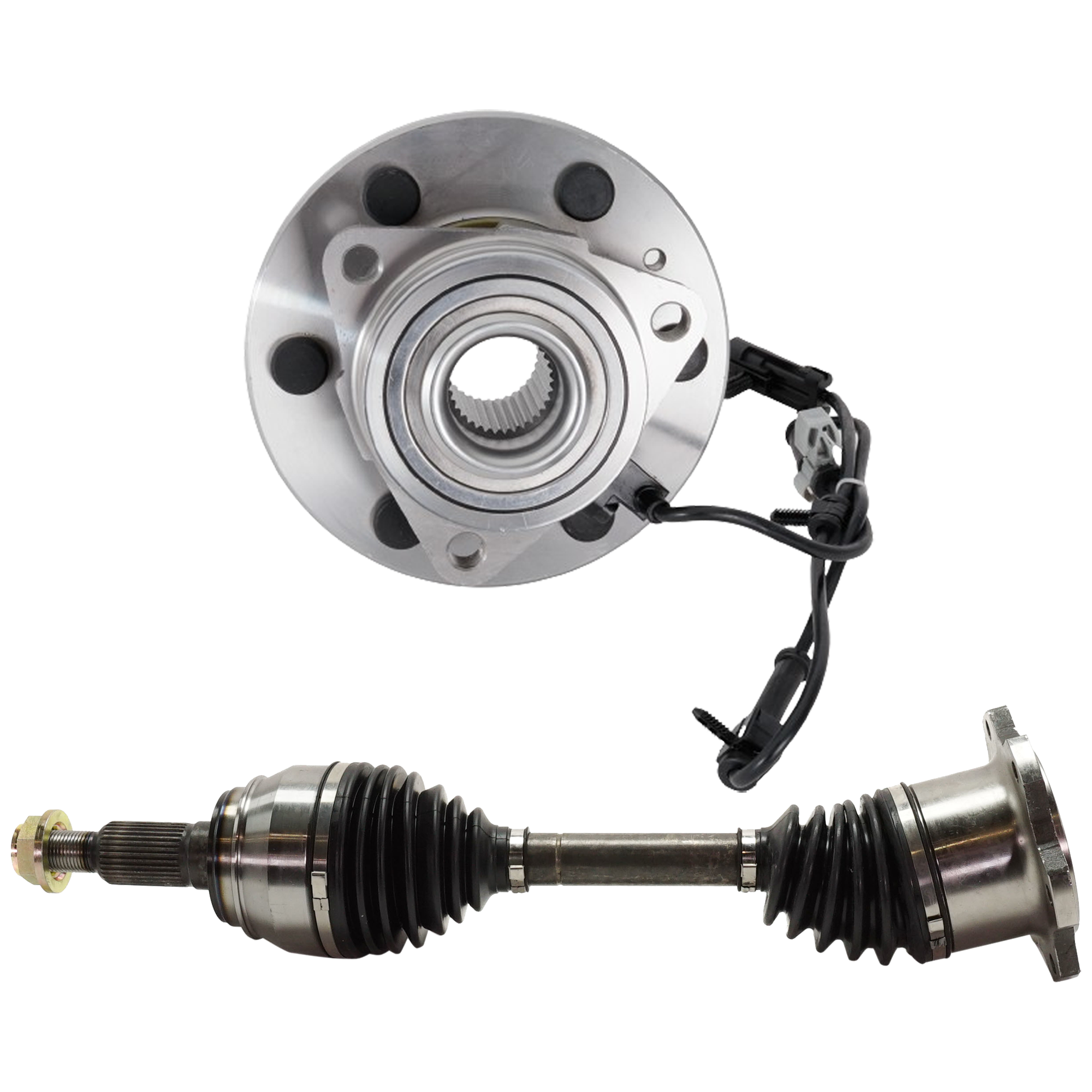 AM SIERRA SILVERADO 1500-99-07 FRONT CV AXLE ASSEMBLY RH=LH 2 pc kit with Wheel Hub SKU KIT 040524-23 OEM 19209040-15233113-15112382