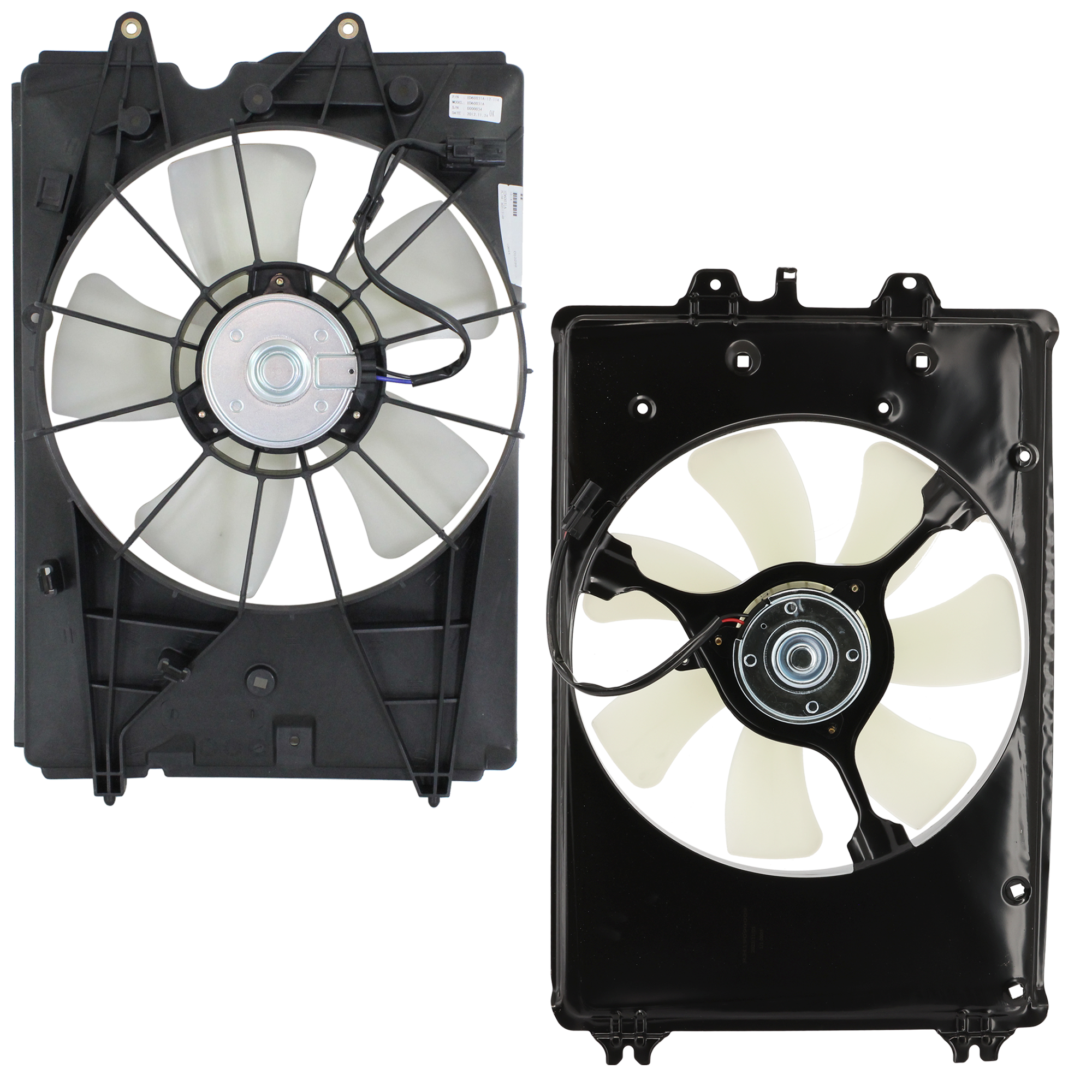 AM PILOT 09-15 RADIATOR AND A C CONDENSER FAN ASSEMBLY RH AND LH 2 pc Kit Single Fan Front Wheel Drive SKU KIT 040524-36 Partslink HO3113128 HO3115149 OEM 19030RN0A51 PFM 38615RN0A01 PF