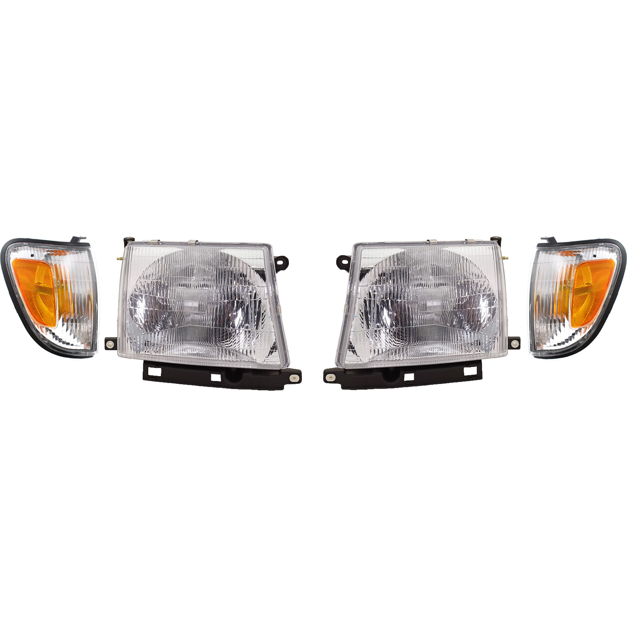 AM TACOMA 98-00 HEAD LAMP RH AND LH Assembly Halogen 4 pc Kit with Corner Lights SKU KIT 040716-11 Partslink TO2503120 TO2502120 TO2520154 TO2521154 OEM 8111004090-8115004090-81620040