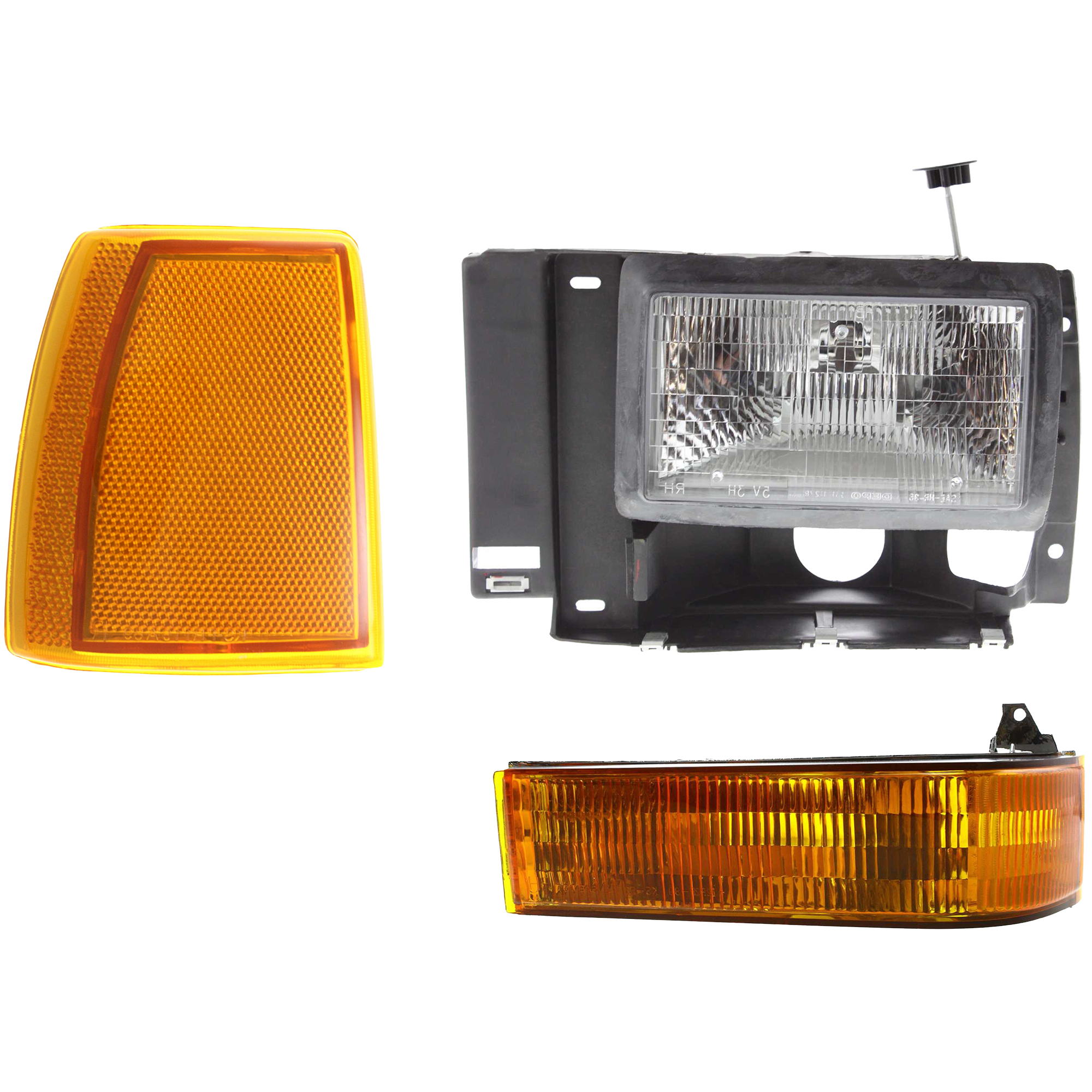AM RANGER 89-92 EXPLORER 91-94 HEAD LAMP LH Assembly Halogen 3 pc Kit with Corner Light and Turn Signal Light SKU KIT 040717-01 Partslink FO2502107 FO2550107 FO2520109 OEM F1TZ13008D E9TZ15A201A F1TZ132