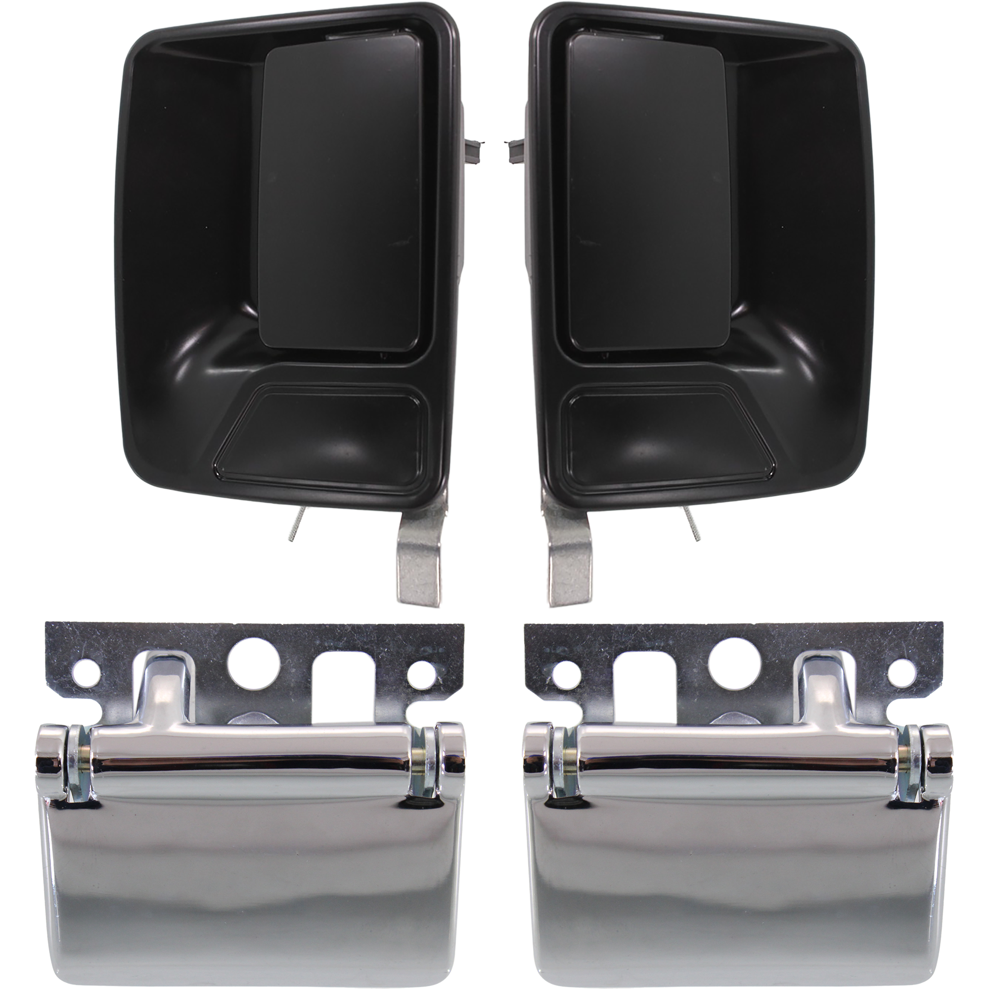 AM F SERIES SUPER DUTY 99-16 REAR EXTERIOR DOOR HANDLE RH AND LH 4 pc kit with Interior Door Handles SKU KIT 040818-65 Partslink FO1521123 FO1520123 OEM 5C3Z2626600AAA 7C3Z3626604APPT