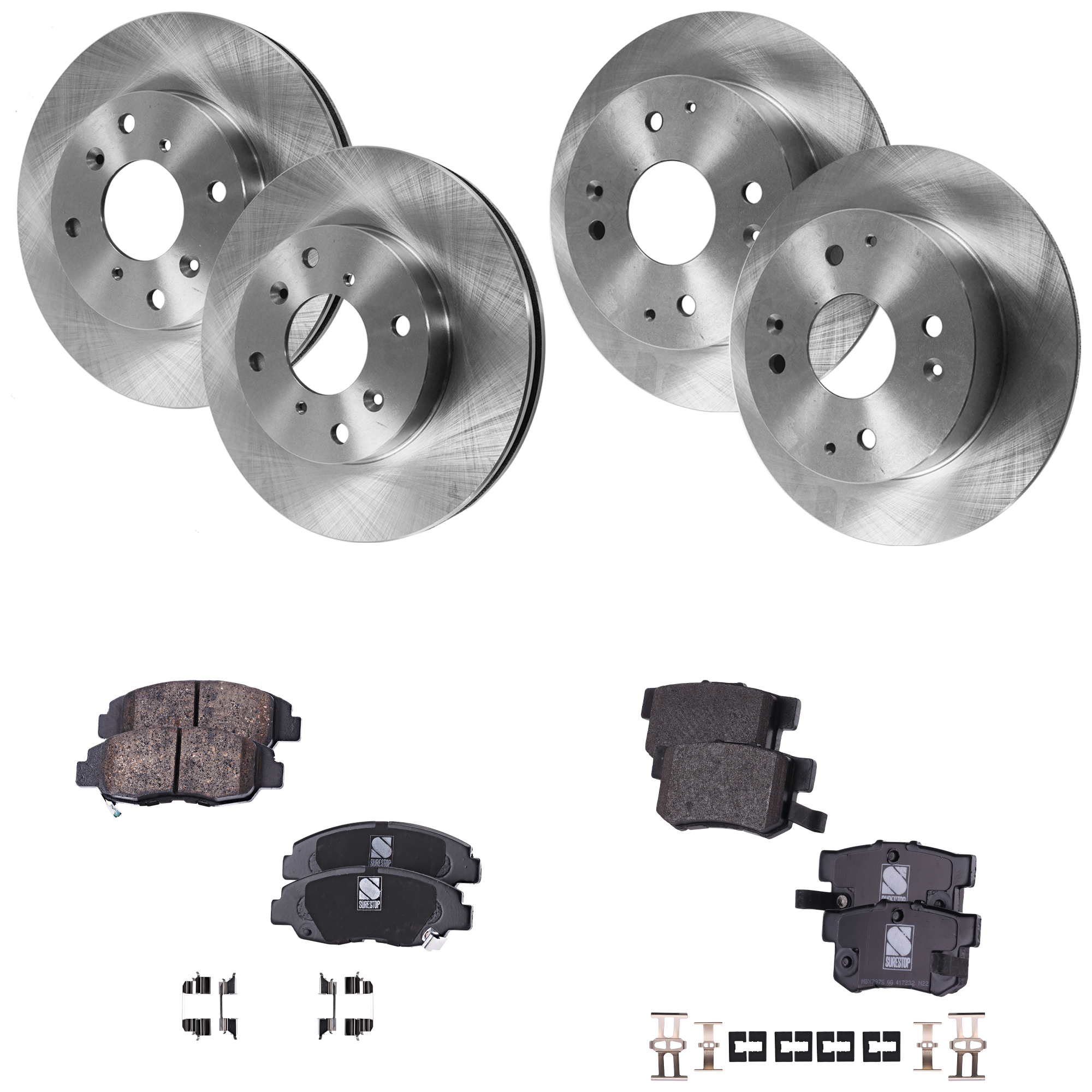AM ACCORD 98-99 FRONT AND REAR BRAKE DISC AND PAD KIT 8 pc kit SKU KIT 040822-01 OEM 45251S84A01-42510S84A50-4251
