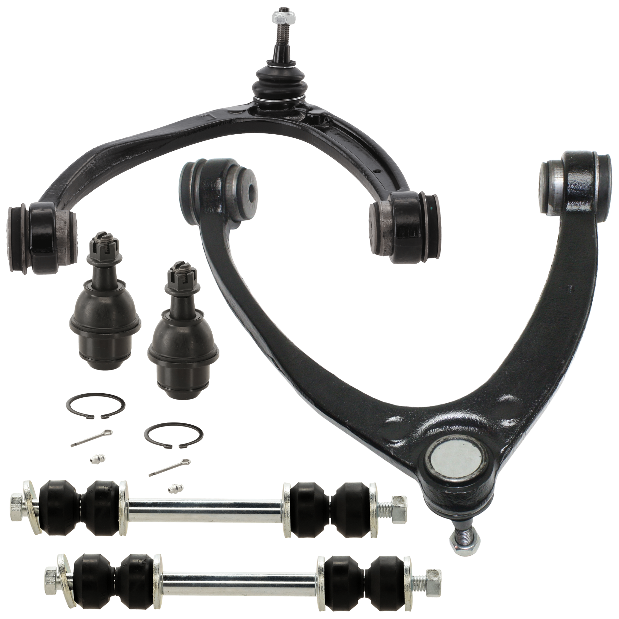 AM ESCALADE TAHOE YUKON 07-14 FRONT CONTROL ARM KIT RH AND LH Upper w ball joint s 6 pc Kit with Ball Joint and Sway Bar Link SKU KIT 041118-03 OEM 1014457-2601685-5051388-103554