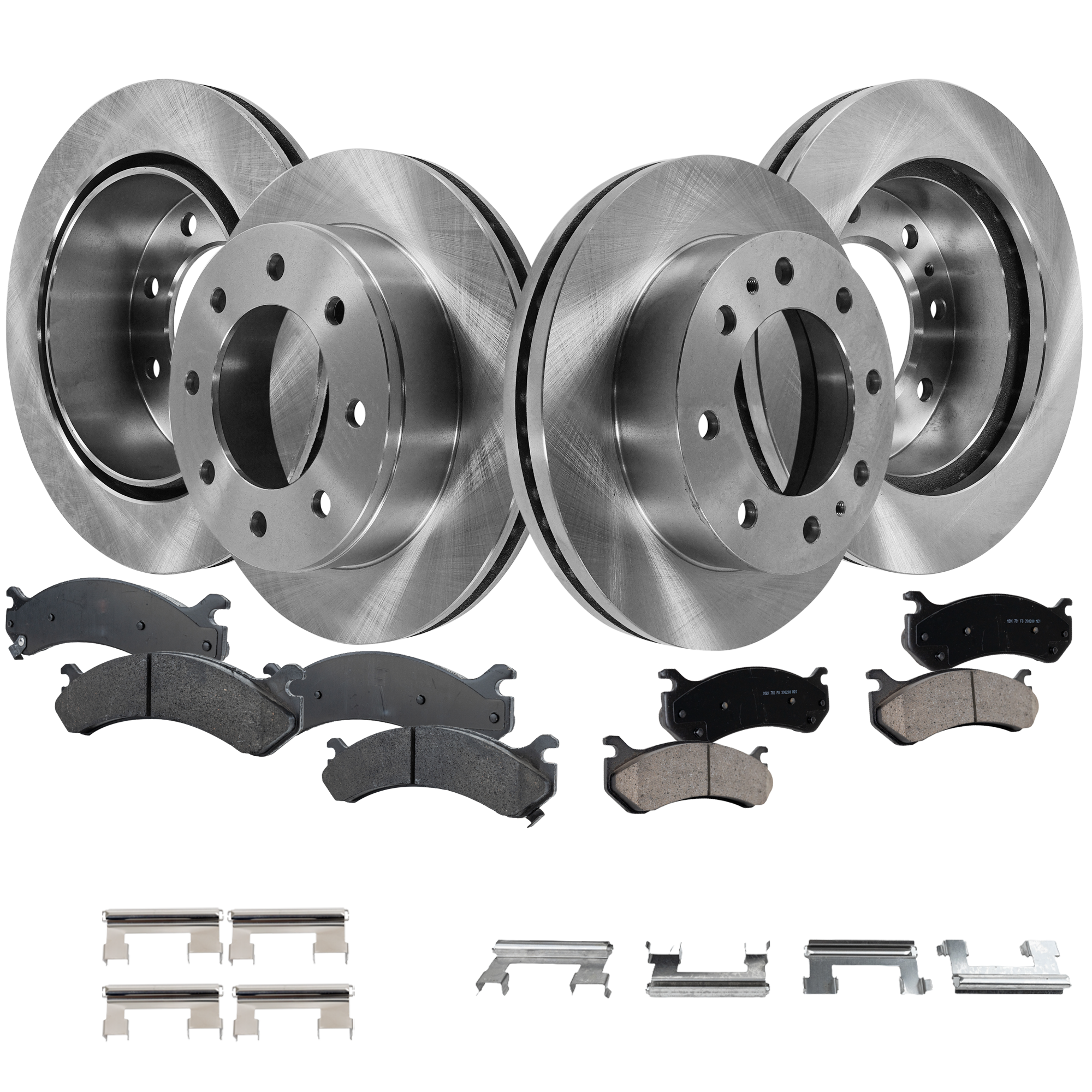 AM AVALANCHE 2500-02-04 FRONT AND REAR BRAKE DISC AND PAD KIT 8 pc kit SKU KIT 041123-03 OEM 15733625-15712801-15886462-180