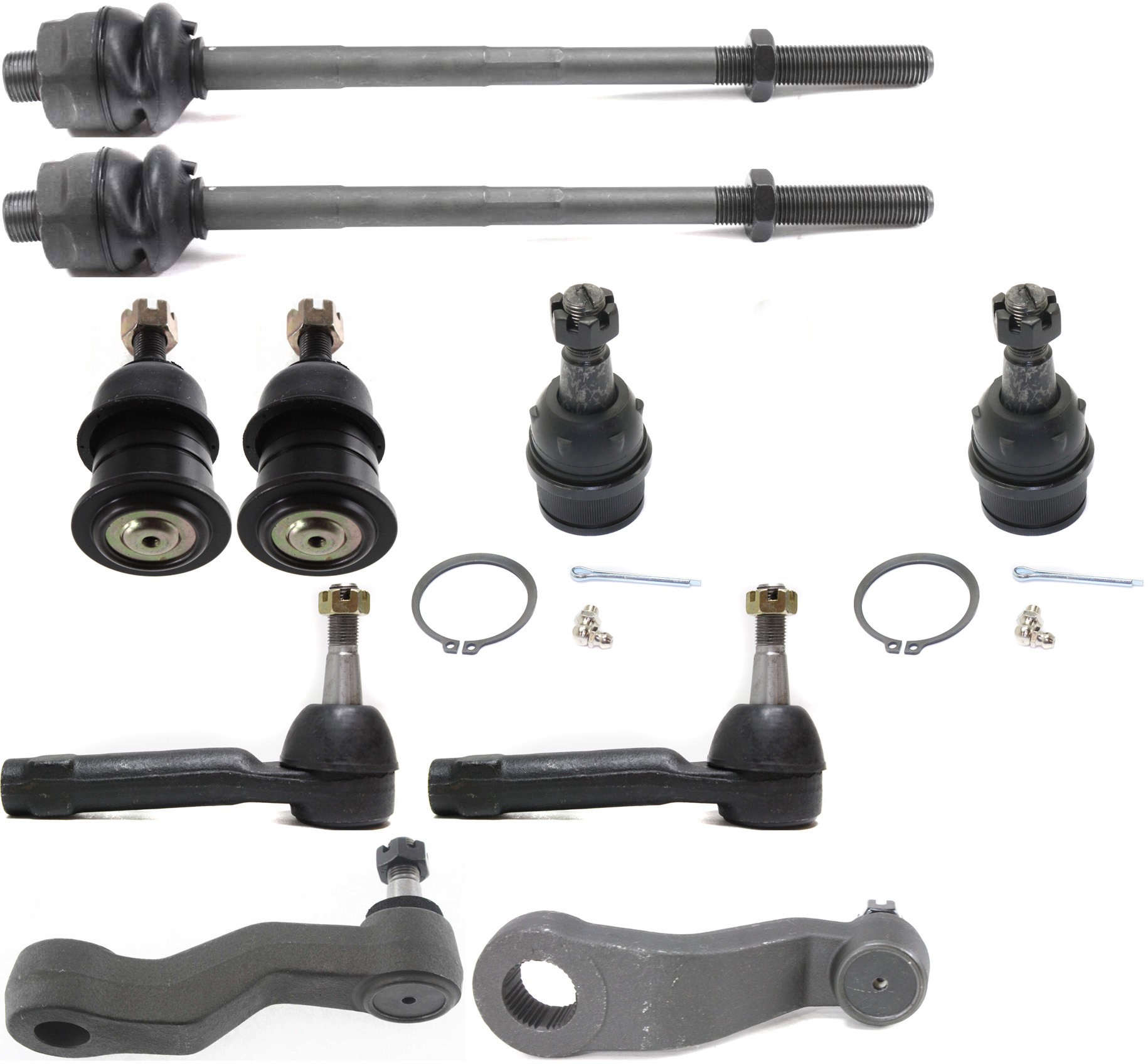 AM SIERRA SILVERADO 99-07 FRONT SUSPENSION KIT RH AND LH 10 pc Kit with Ball Joints Idler Arm Pitman Arm and Tie Rod Ends SKU KIT 041213-05 OEM 104327-2601528-5051272-1247281