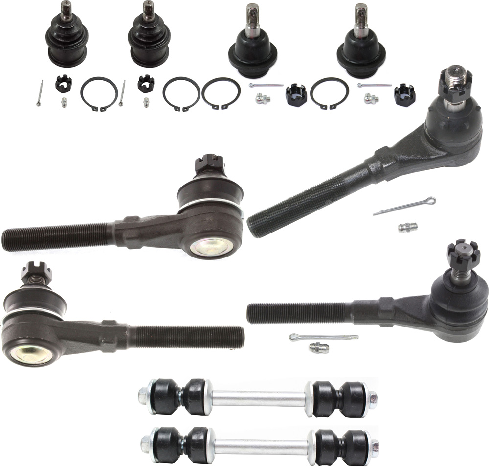 AM F SERIES 97-04 FRONT SUSPENSION KIT RH AND LH 10 pc kit with Sway Bar Links Ball Joints and Tie Rod Ends SKU KIT 041415-24 OEM 2601510-2601815-5001097-500