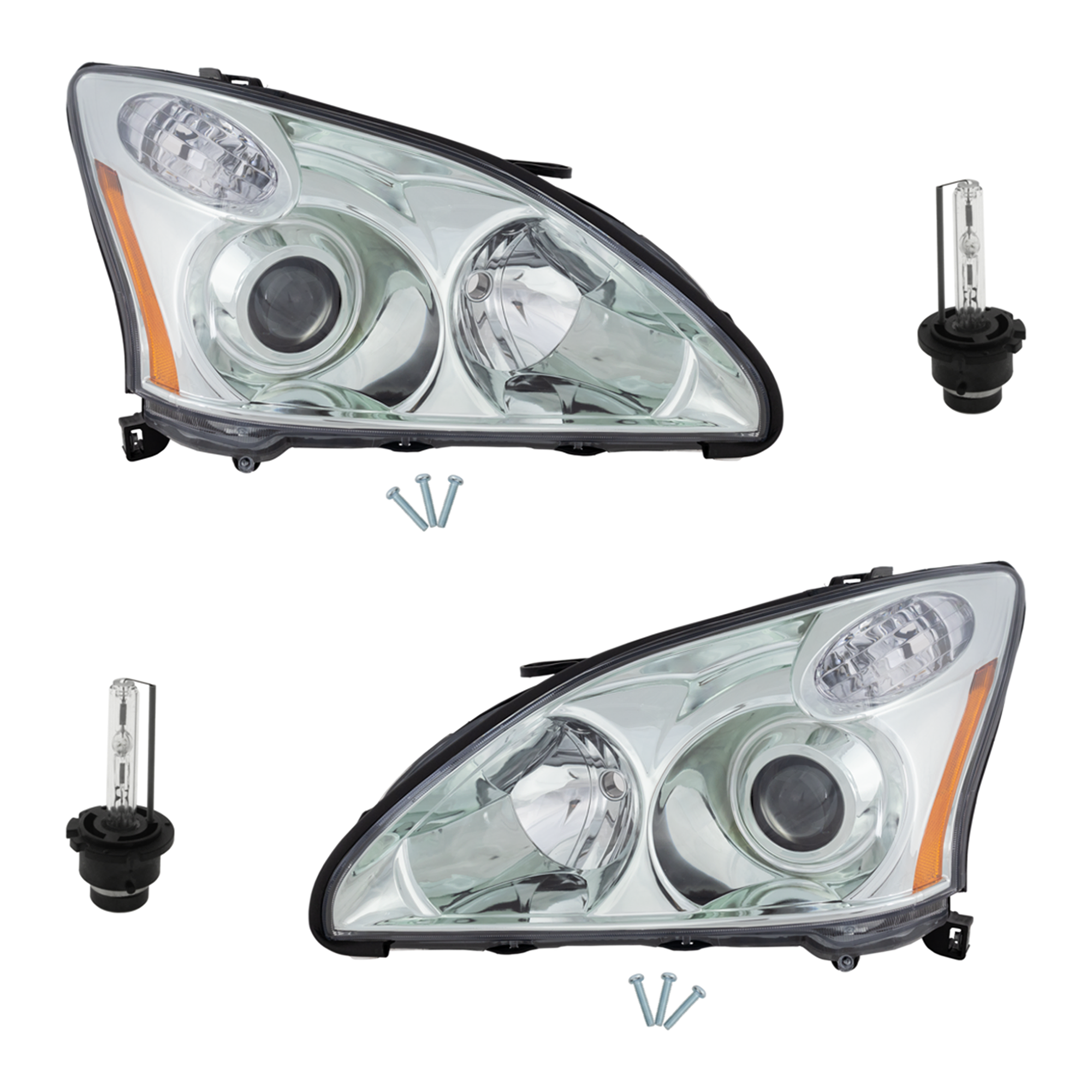 AM RX330-04-06 HEAD LAMP RH AND LH Assembly HID Xenon w o HID Kit 4 pc Kit with Headlight Bulb SKU KIT 041423-02