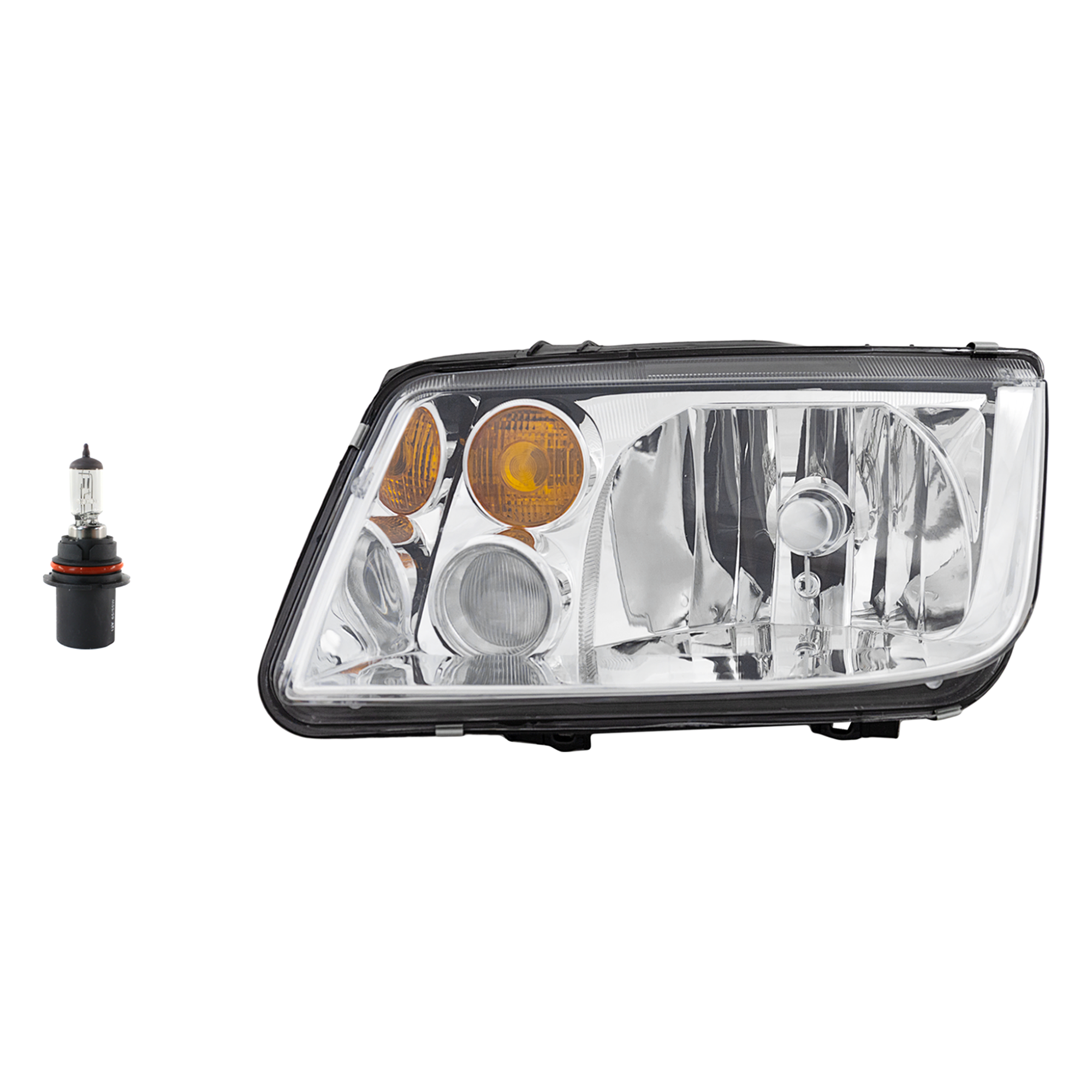 AM JETTA 02-05 HEAD LAMP LH Assembly Halogen 2 pc Kit with Headlight Bulb CAPA SKU KIT 041423-1155 Partslink VW2502124C OEM 1J5941017BH