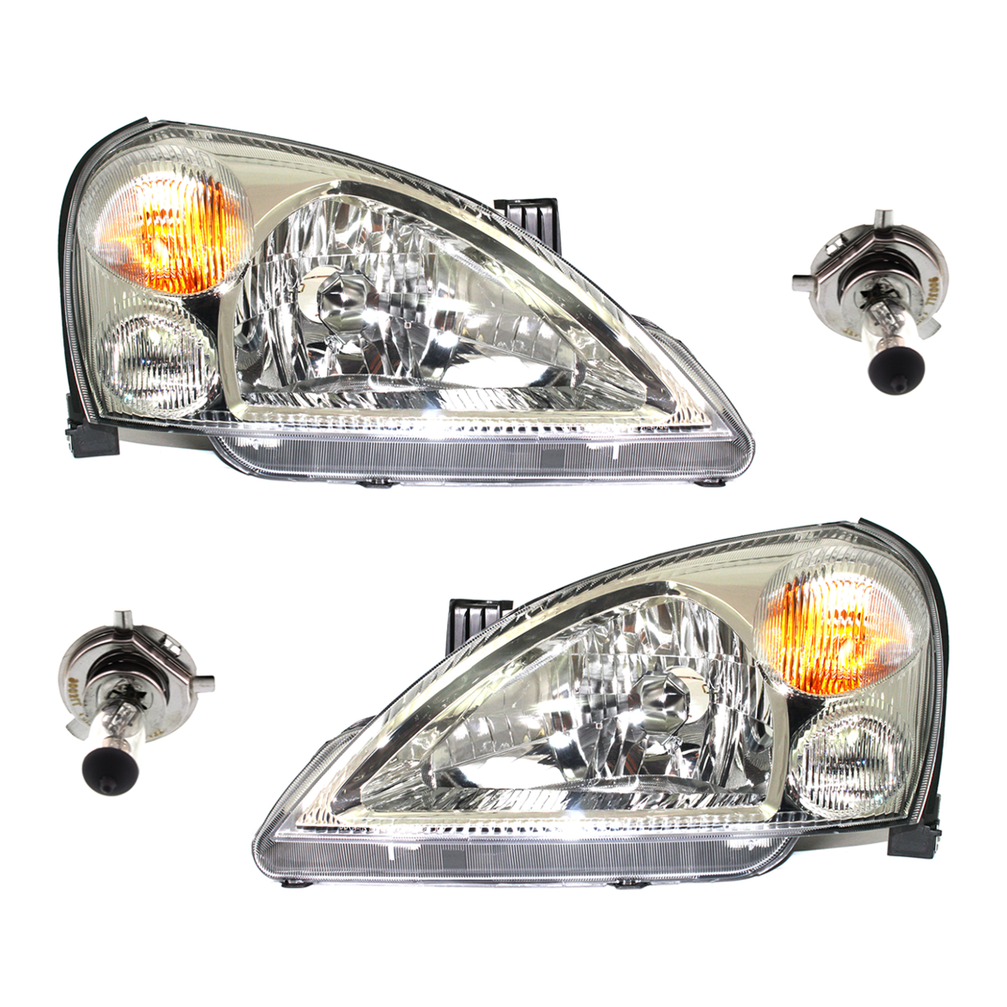AM AERIO 07-07 HEAD LAMP RH AND LH Assembly Halogen 4 pc Kit with Headlight Bulb SKU KIT 041423-126