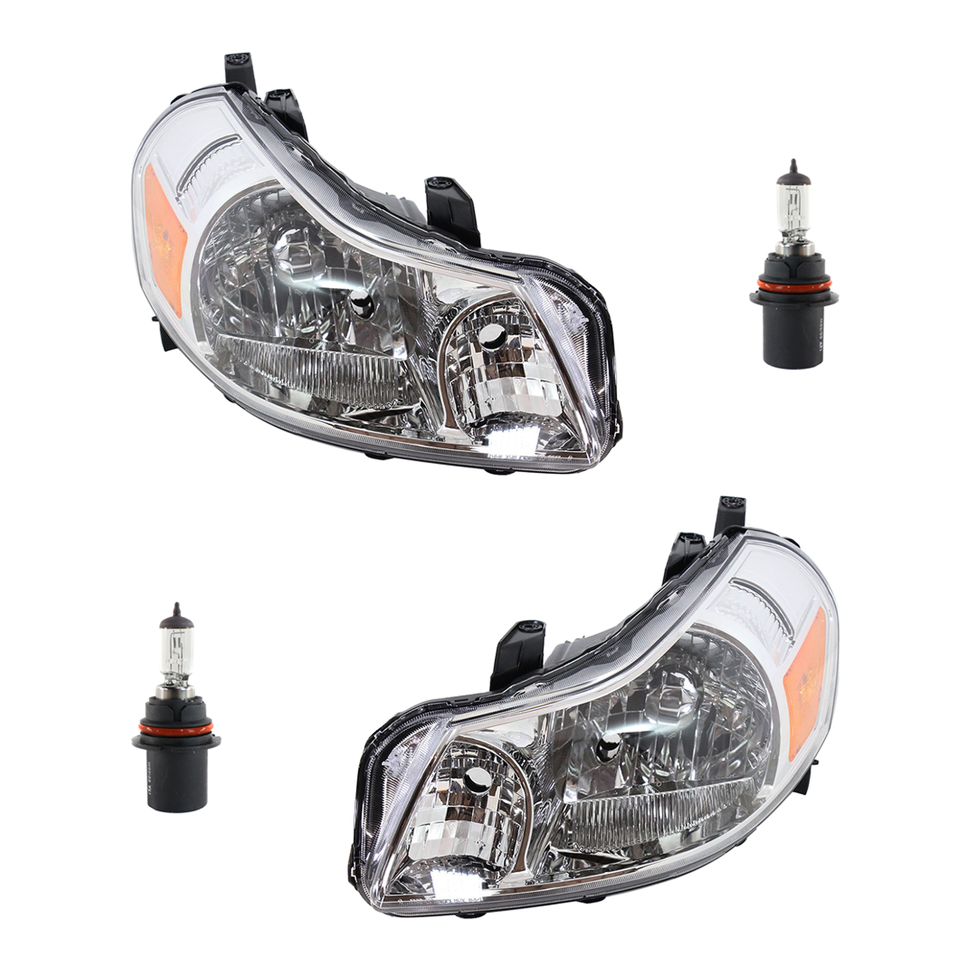 AM SX4-07-07 HEAD LAMP RH AND LH Assembly Halogen 4 pc Kit with Headlight Bulb SKU KIT 041423-127