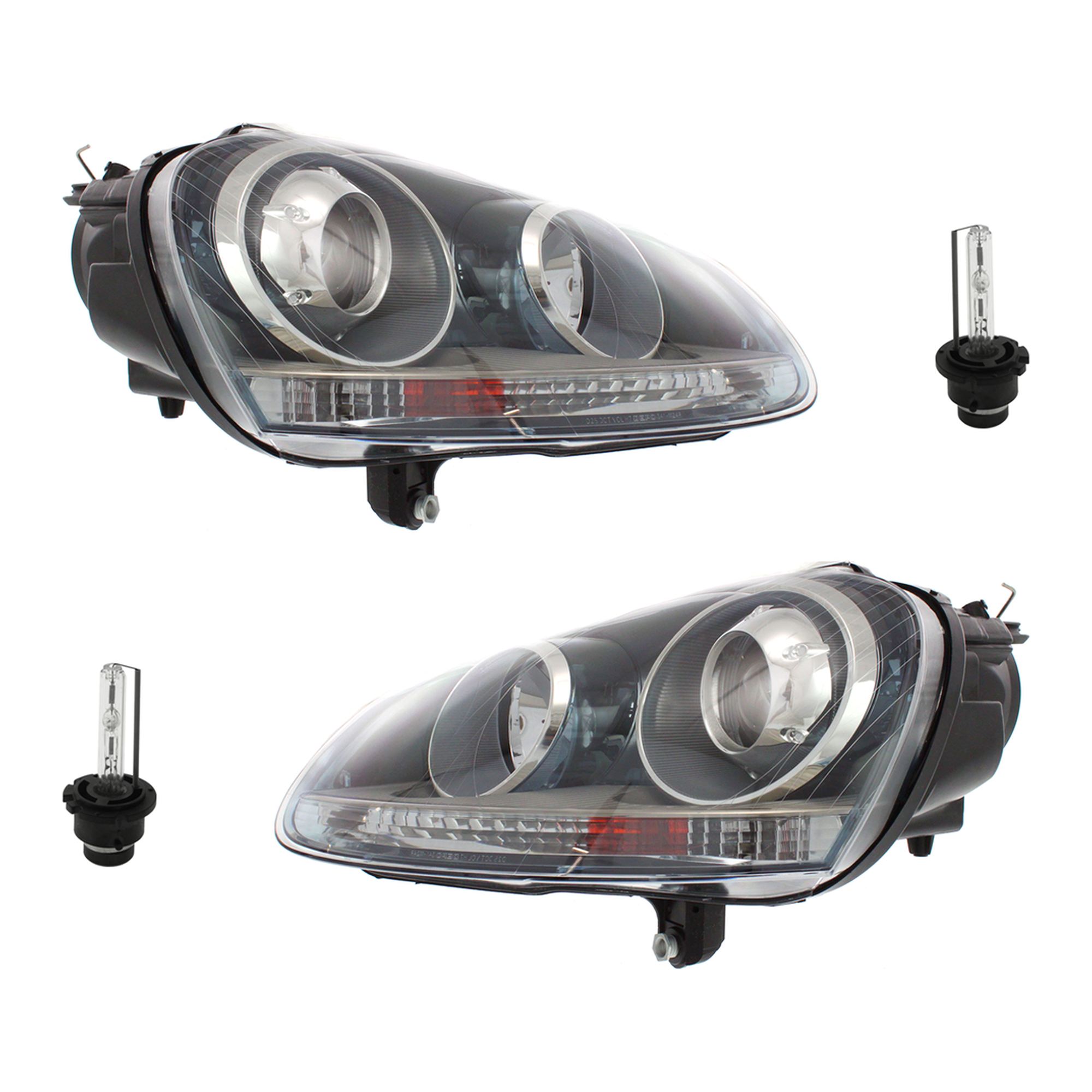 AM GTI RABBIT 06-09 JETTA 06-10 HEAD LAMP RH AND LH Assembly HID Xenon With HID Kit 4 pc Kit with Headlight Bulb SKU KIT 041423-202