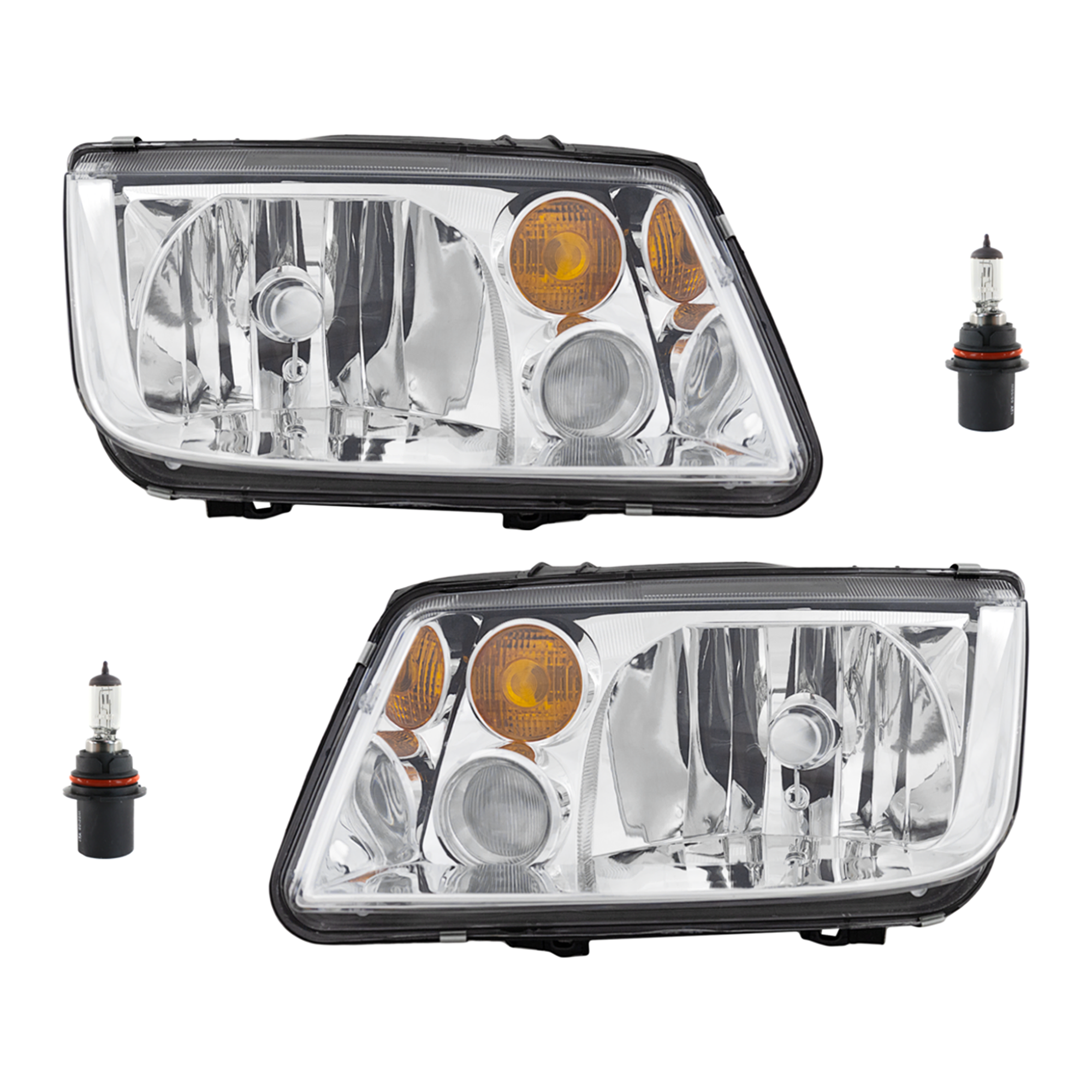 AM JETTA 02-05 HEAD LAMP RH AND LH Assembly Halogen 4 pc Kit with Headlight Bulb SKU KIT 041423-209