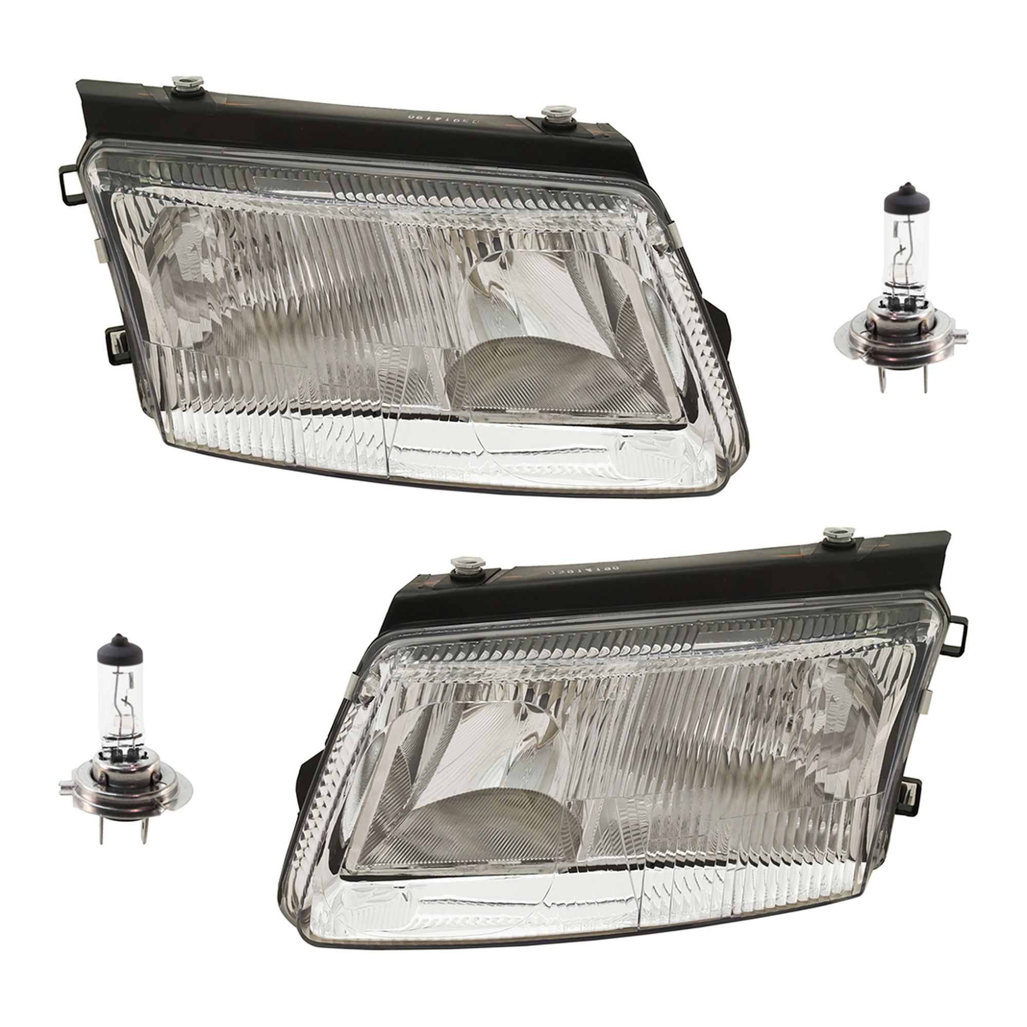 AM PASSAT 98-01 HEAD LAMP RH AND LH Assembly Halogen 4 pc Kit with Headlight Bulb SKU KIT 041423-216