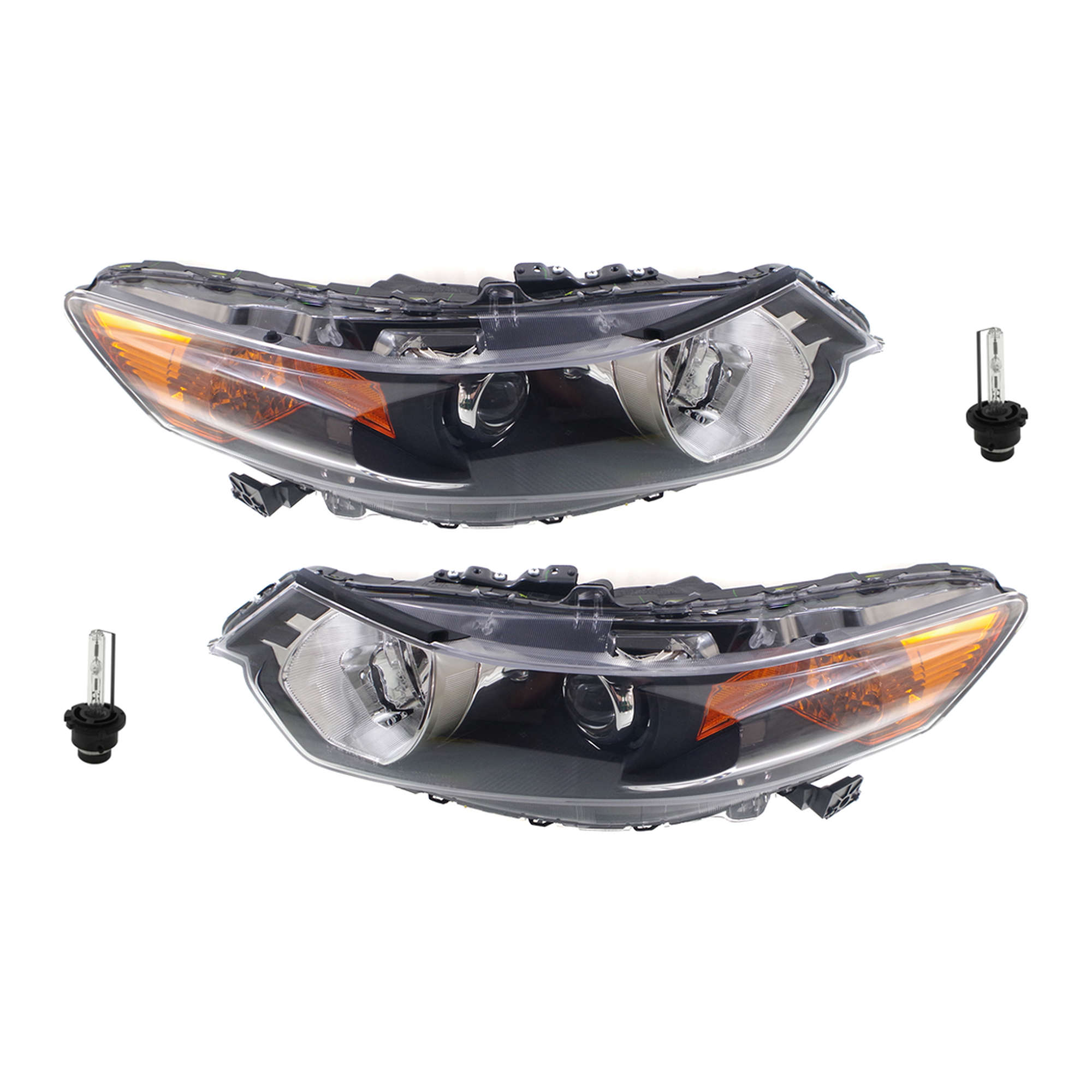 AM TSX 09-11 HEAD LAMP RH AND LH Assembly HID Xenon With HID Kit 4 pc Kit with Headlight Bulb CAPA SKU KIT 041423-259 Partslink AC2502118C AC2503118C OEM 33101TL0A02-33151TL0A02