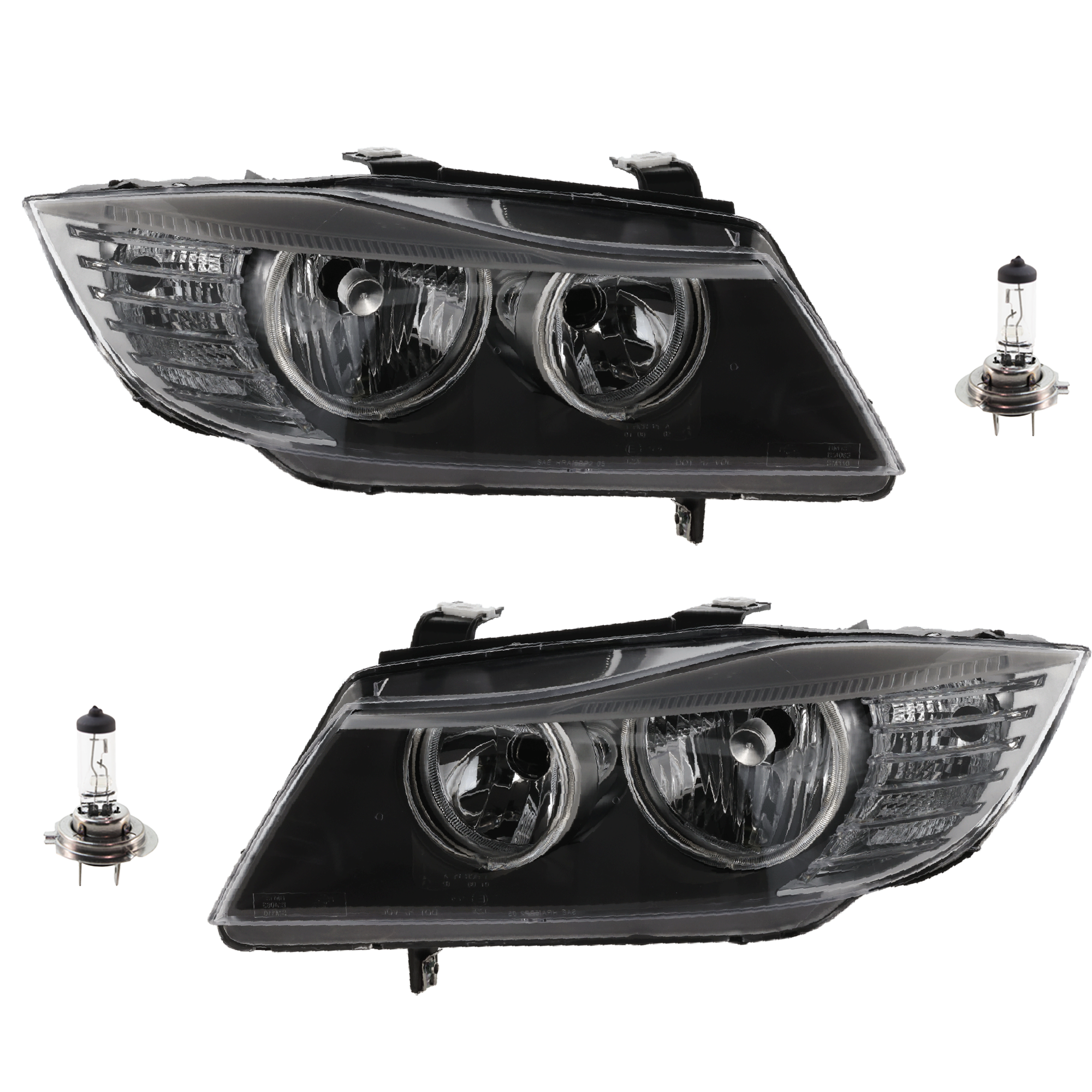 AM 3 SERIES 09-12 HEAD LAMP RH AND LH Assembly Halogen 4 pc Kit with Headlight Bulb SKU KIT 041423-265
