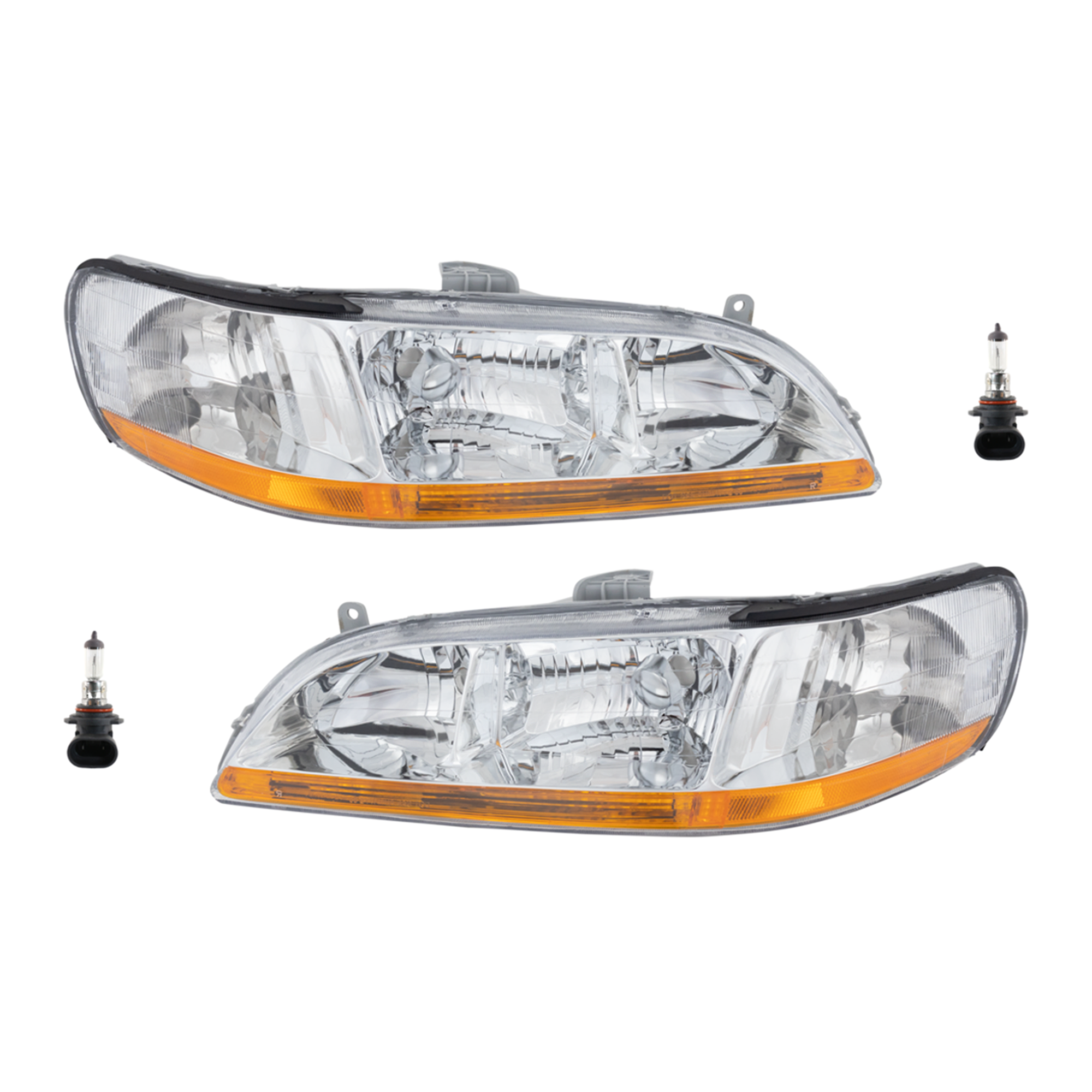 AM ACCORD 98-00 HEAD LAMP RH AND LH Assembly Halogen 4 pc Kit with Headlight Bulb SKU KIT 041423-295 Partslink HO2502111 HO2503111 OEM 33101S84A01-33151S84A01 H83155