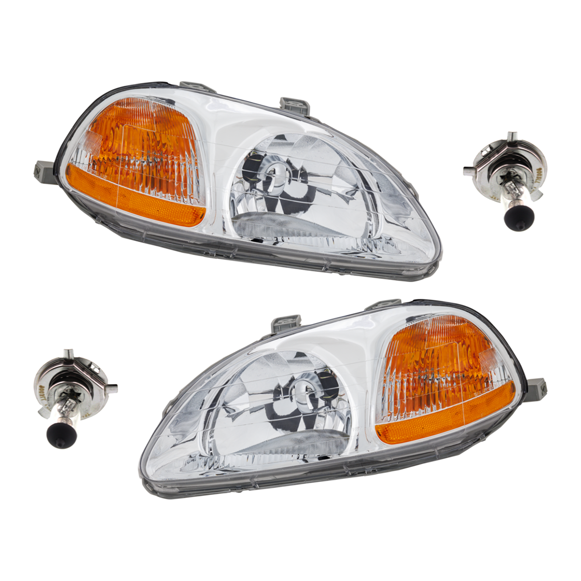 AM CIVIC 96-98 HEAD LAMP RH AND LH Assembly Halogen 4 pc Kit with Headlight Bulb SKU KIT 041423-298