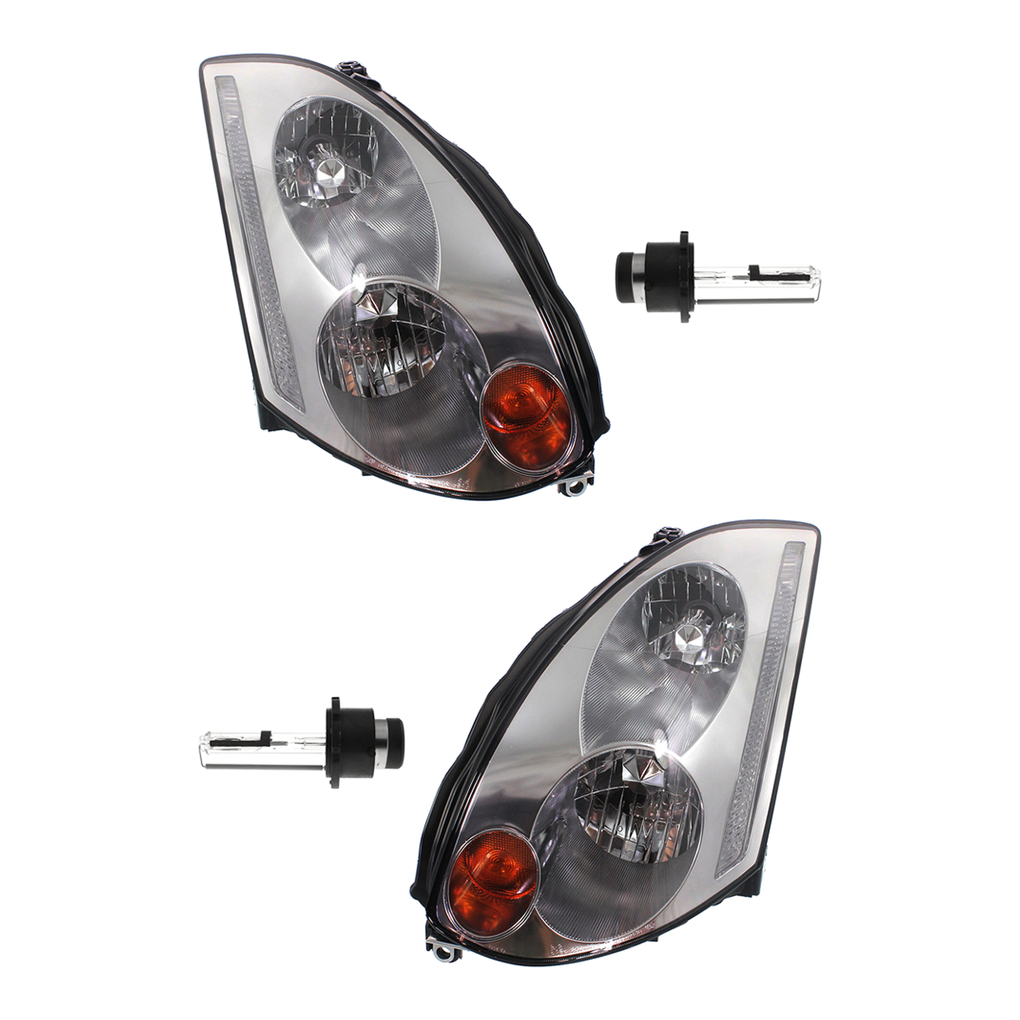AM G35-03-05 HEAD LAMP RH AND LH Assembly HID Xenon With HID Kit 4 pc Kit with Headlight Bulb SKU KIT 041423-336