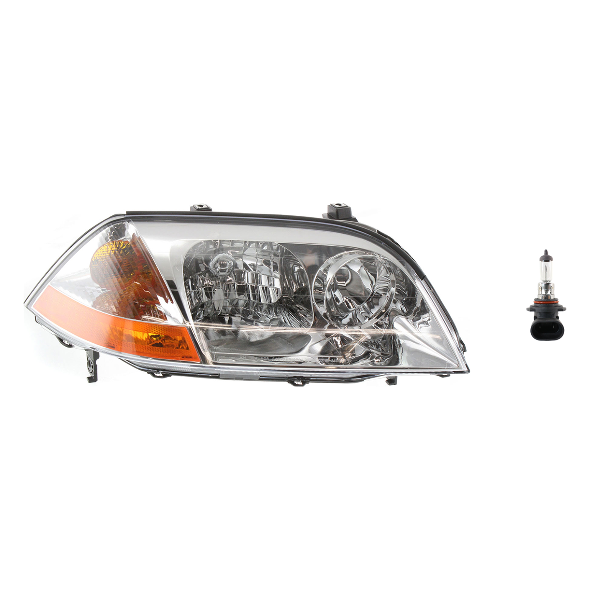 AM MDX 01-03 HEAD LAMP RH Assembly Halogen 2 pc Kit with Headlight Bulb SKU KIT 041423-370 Partslink AC2519103 OEM 33101S3VA01 H83155101