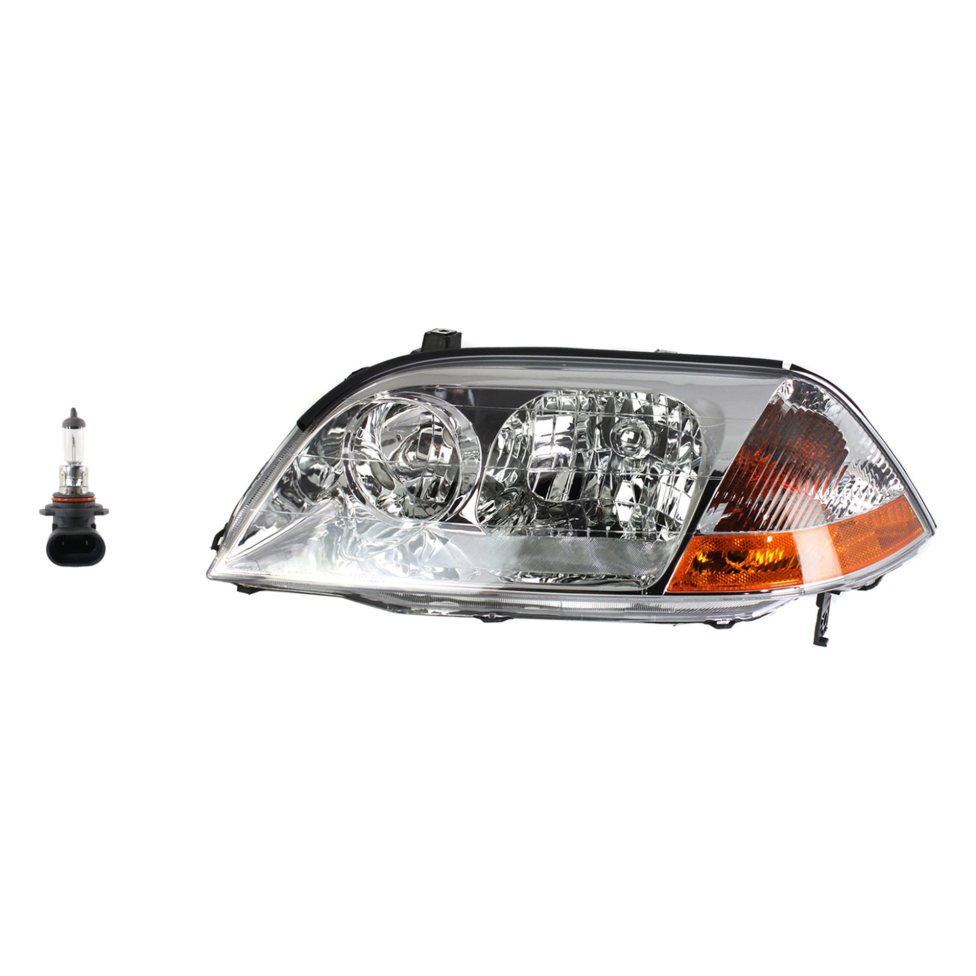 AM MDX 01-03 HEAD LAMP LH Assembly Halogen 2 pc Kit with Headlight Bulb SKU KIT 041423-371 Partslink AC2518103 OEM 33151S3VA01 H83155101
