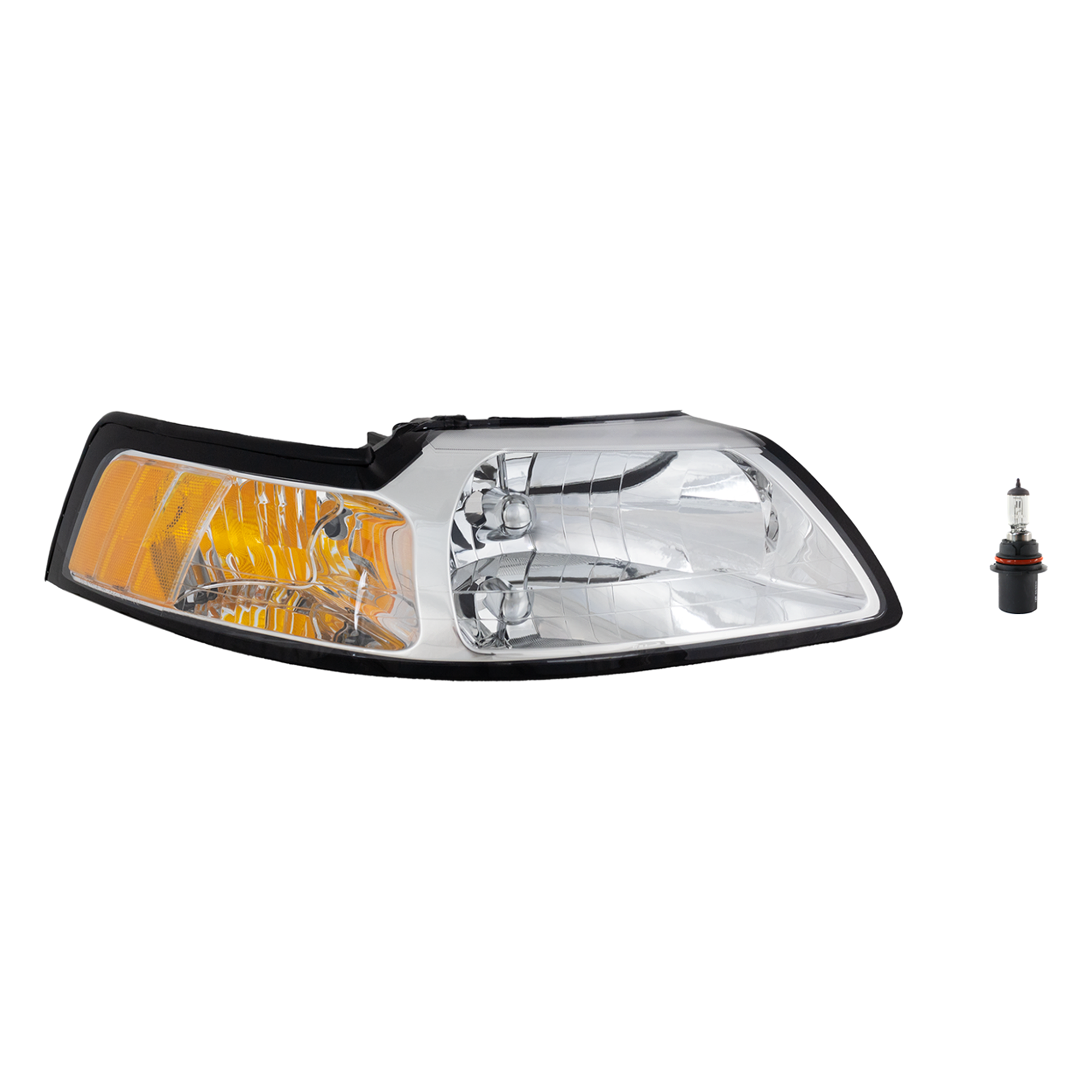 AM MUSTANG 99-00 HEAD LAMP RH Assembly Halogen 2 pc Kit with Headlight Bulb SKU KIT 041423-440 OEM YR3Z13008AA PFM