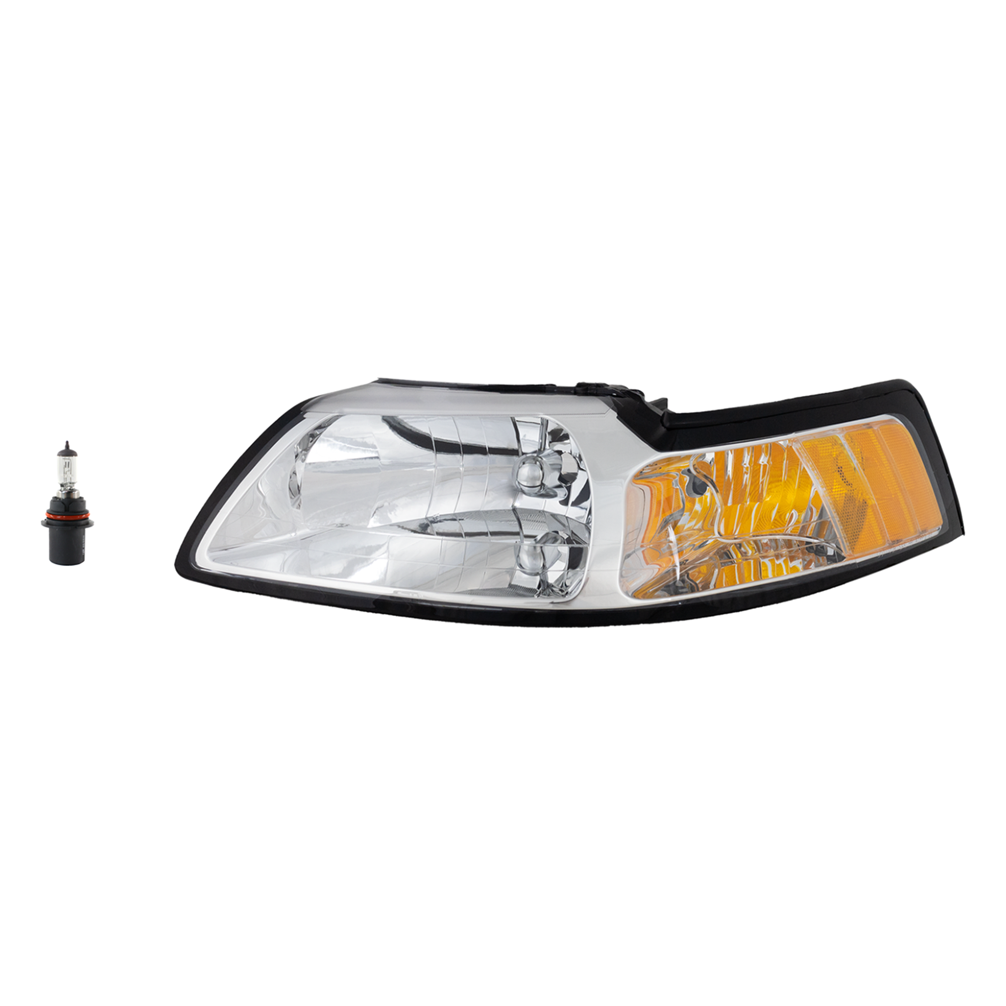 AM MUSTANG 99-00 HEAD LAMP LH Assembly Halogen 2 pc Kit with Headlight Bulb SKU KIT 041423-441 OEM YR3Z13008BA PFM